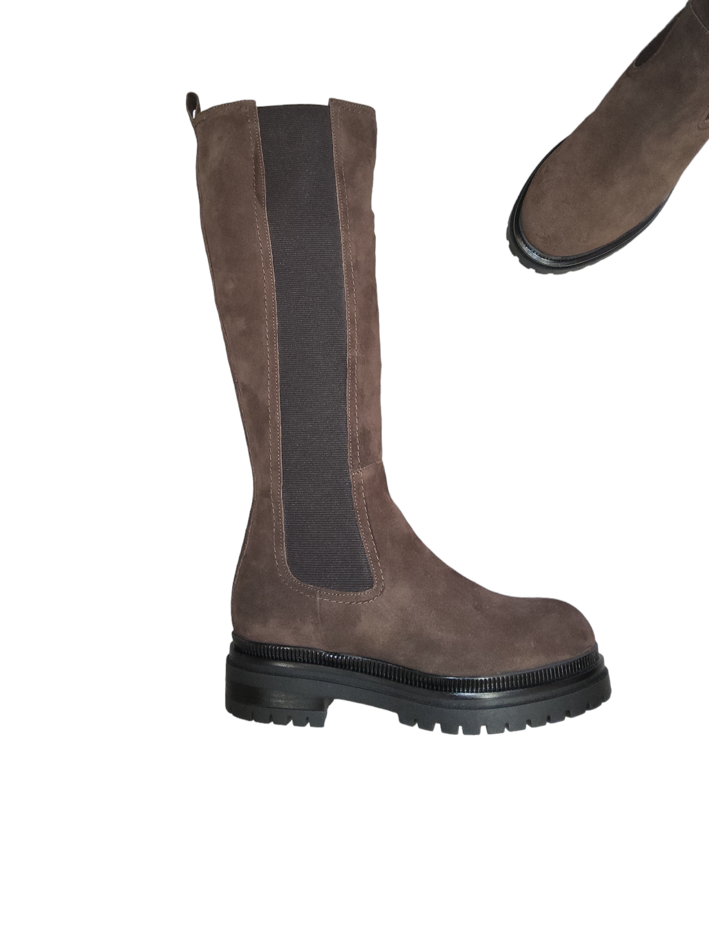 Brown knee high boots