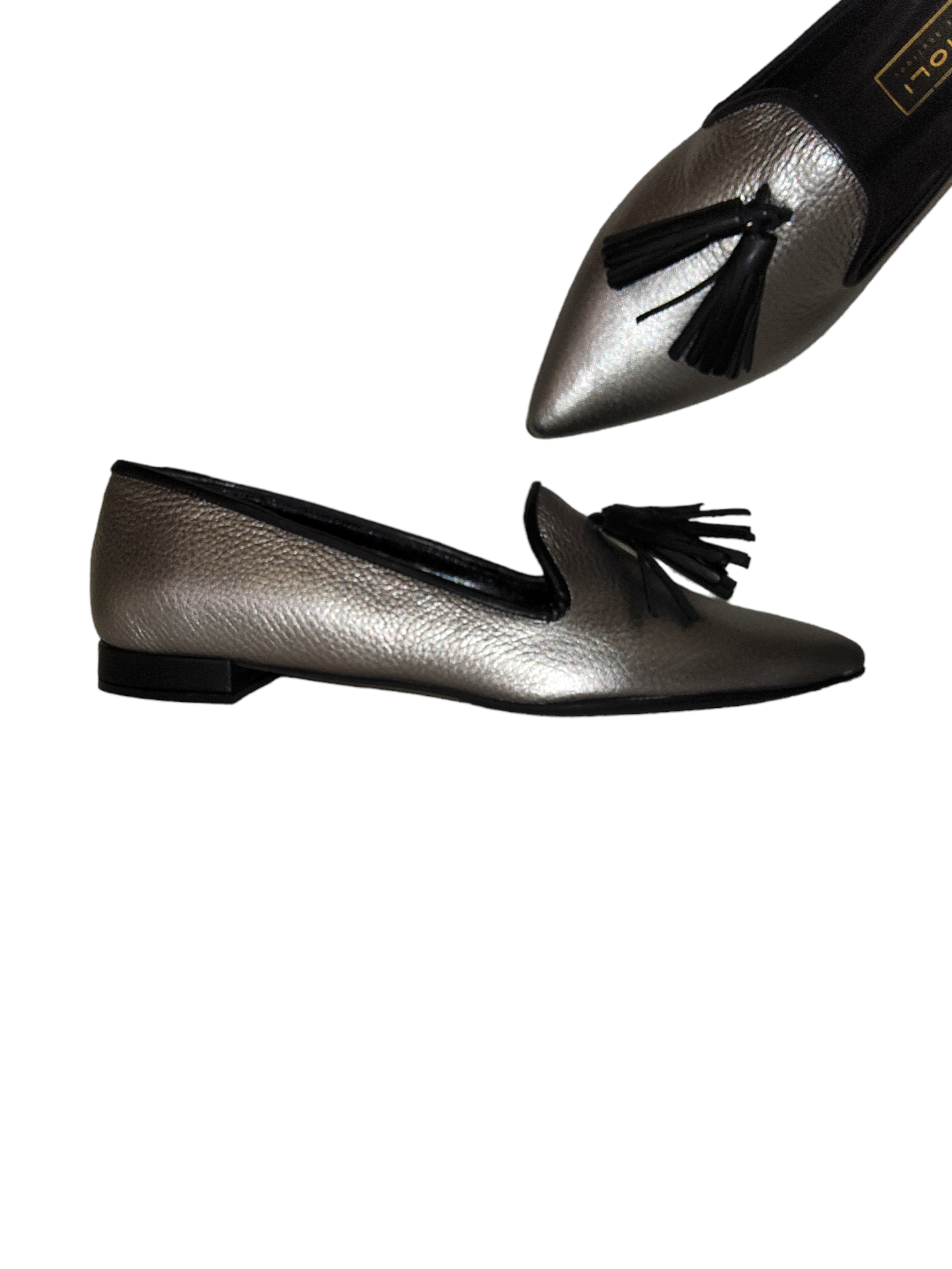 Gun metal leather pumps