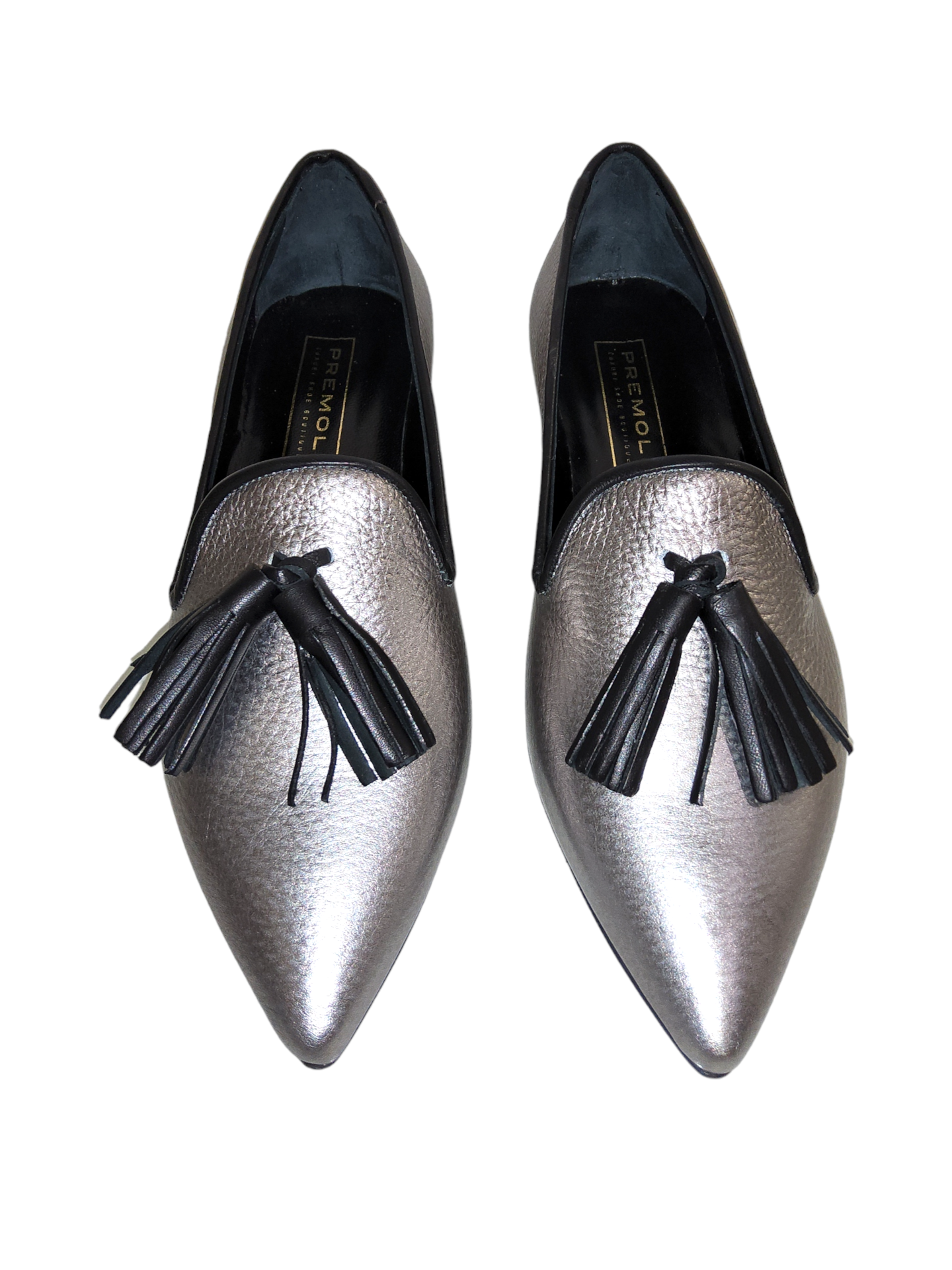 Gun metal leather pumps