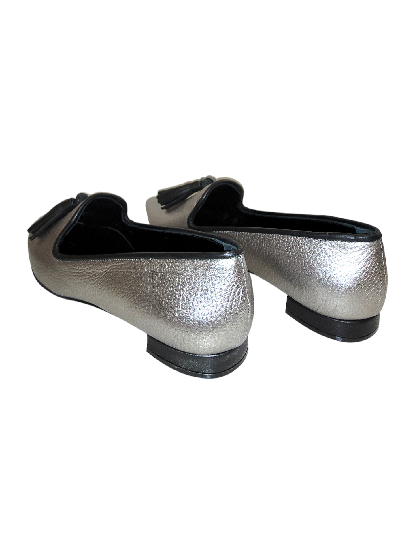 Gun metal leather pumps