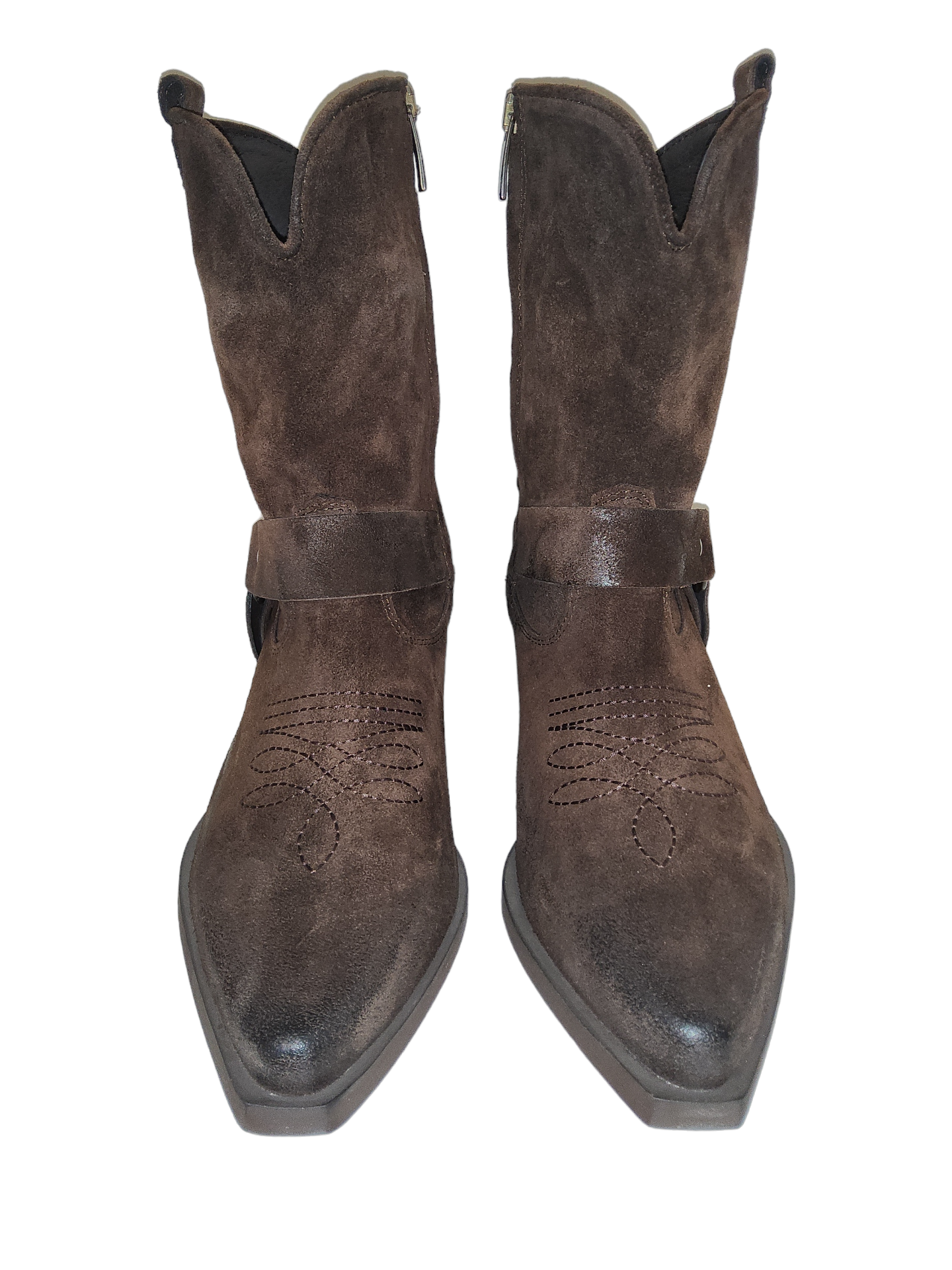Brown  leather cowboy boots