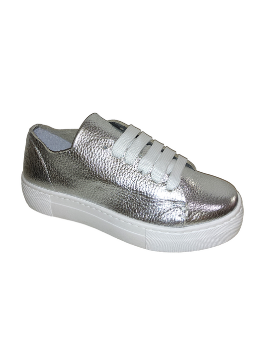 Silver leather sneakers