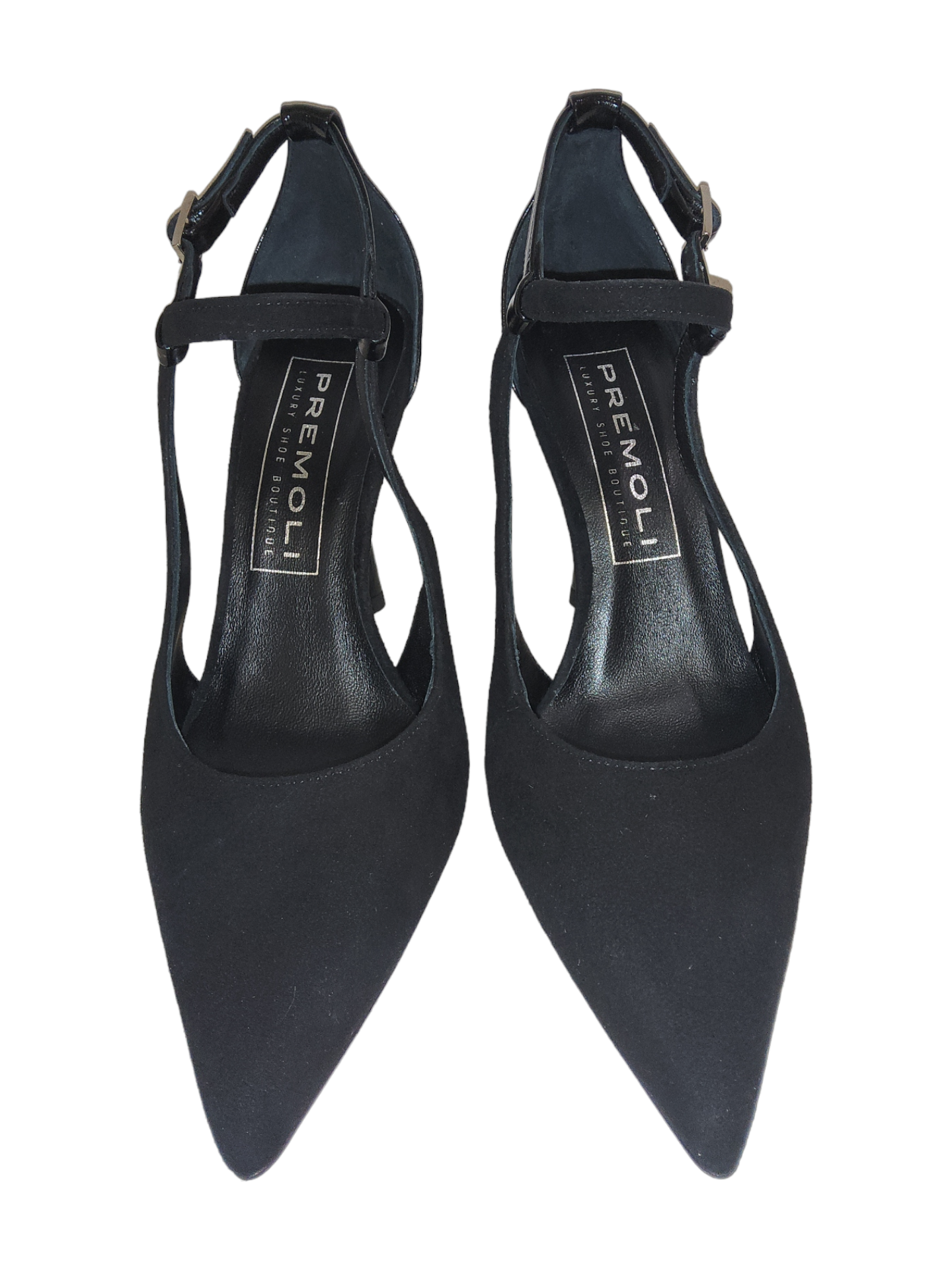 Black leather court shoe