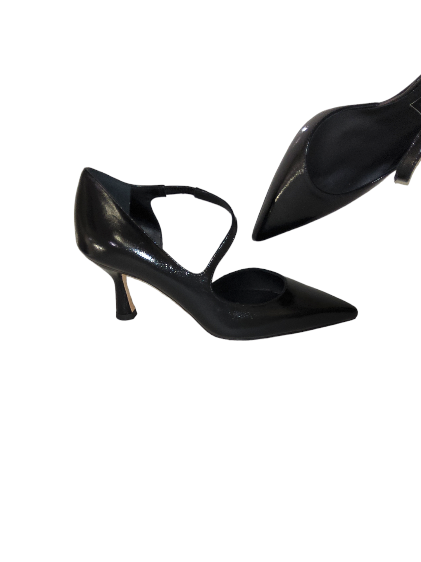 Black leather court shoe