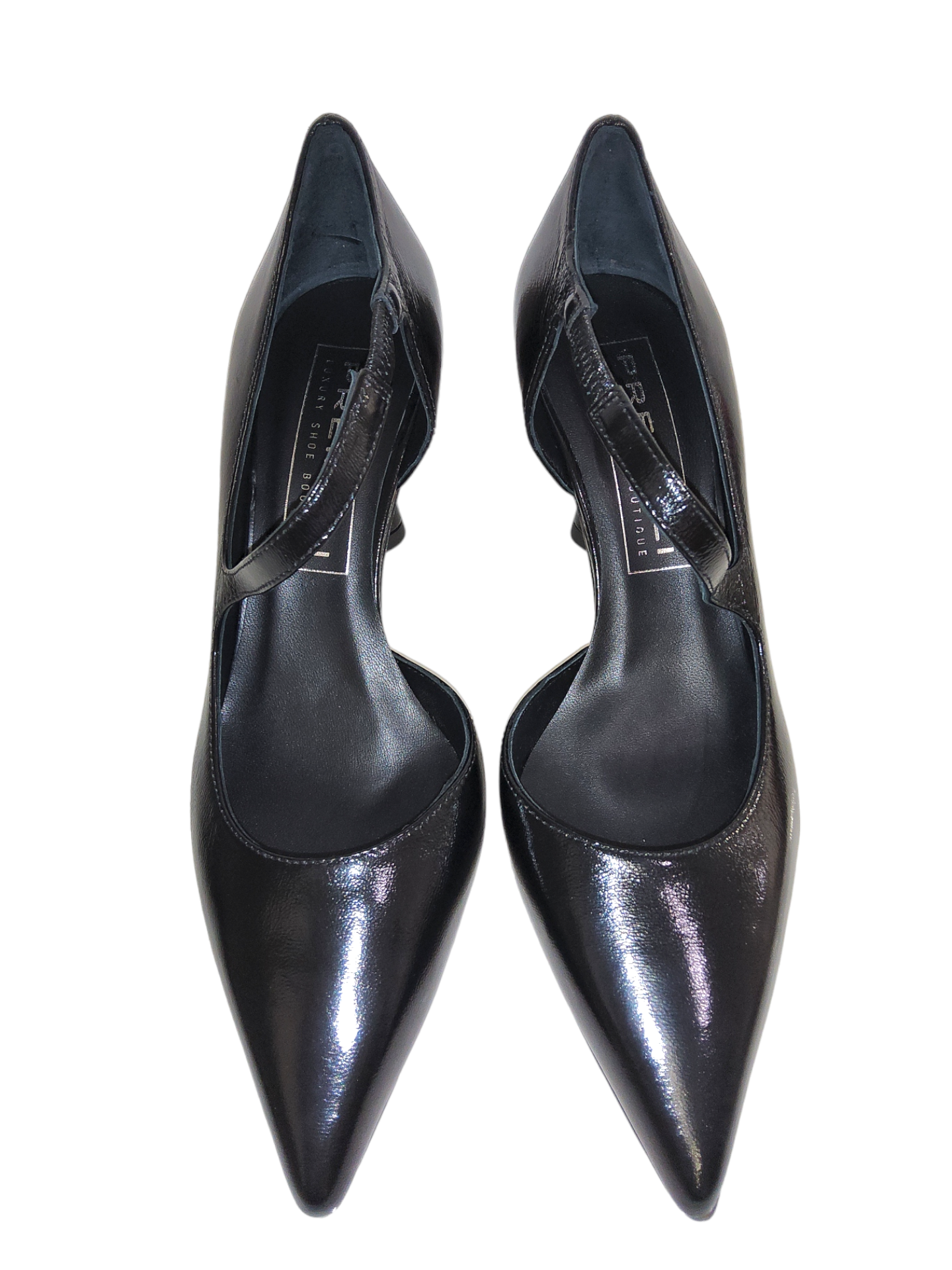Black leather court shoe