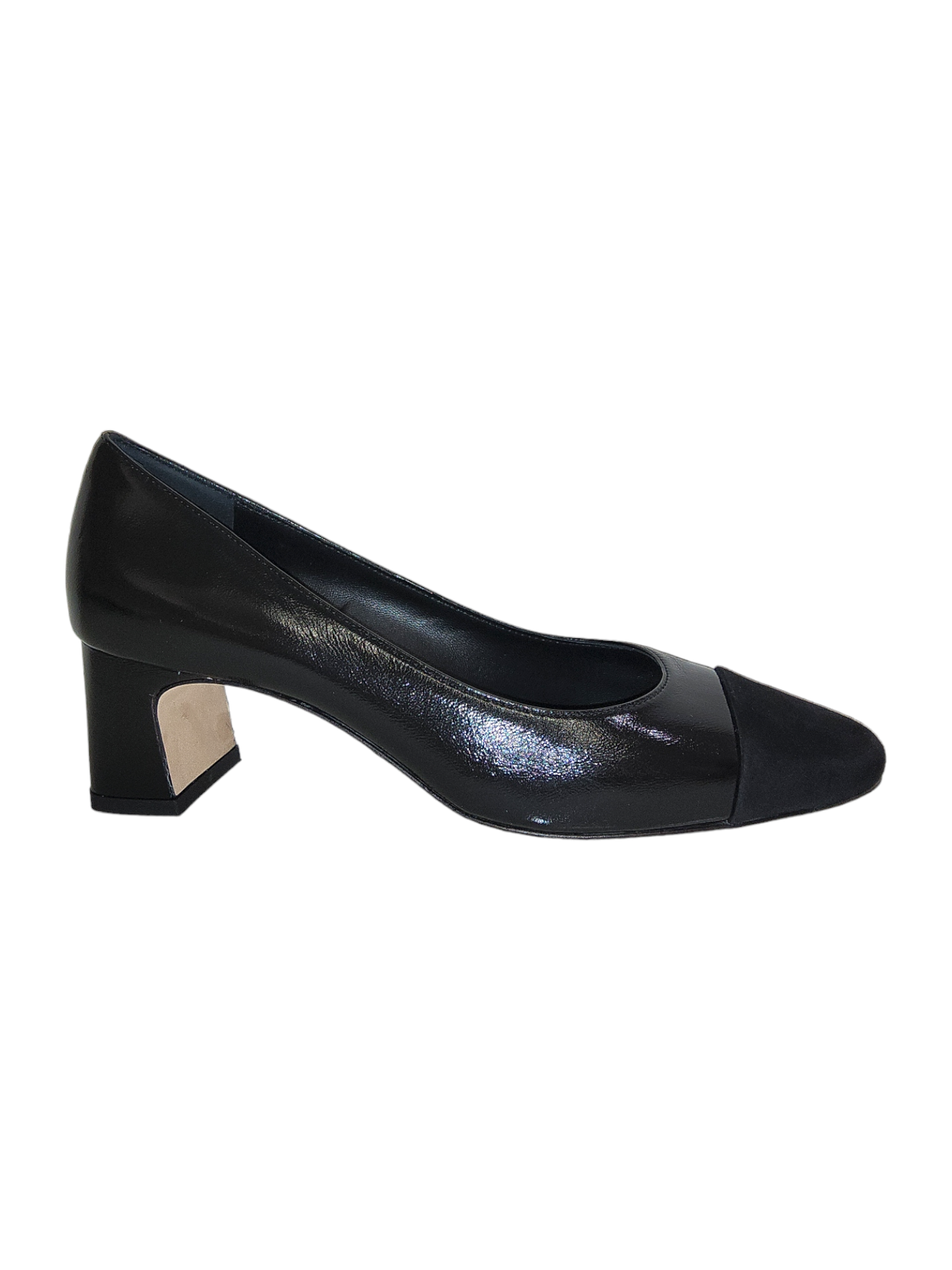 Black leather court shoe