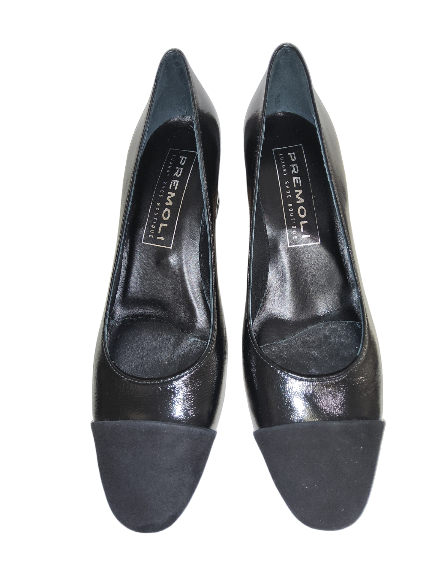 Black leather court shoe