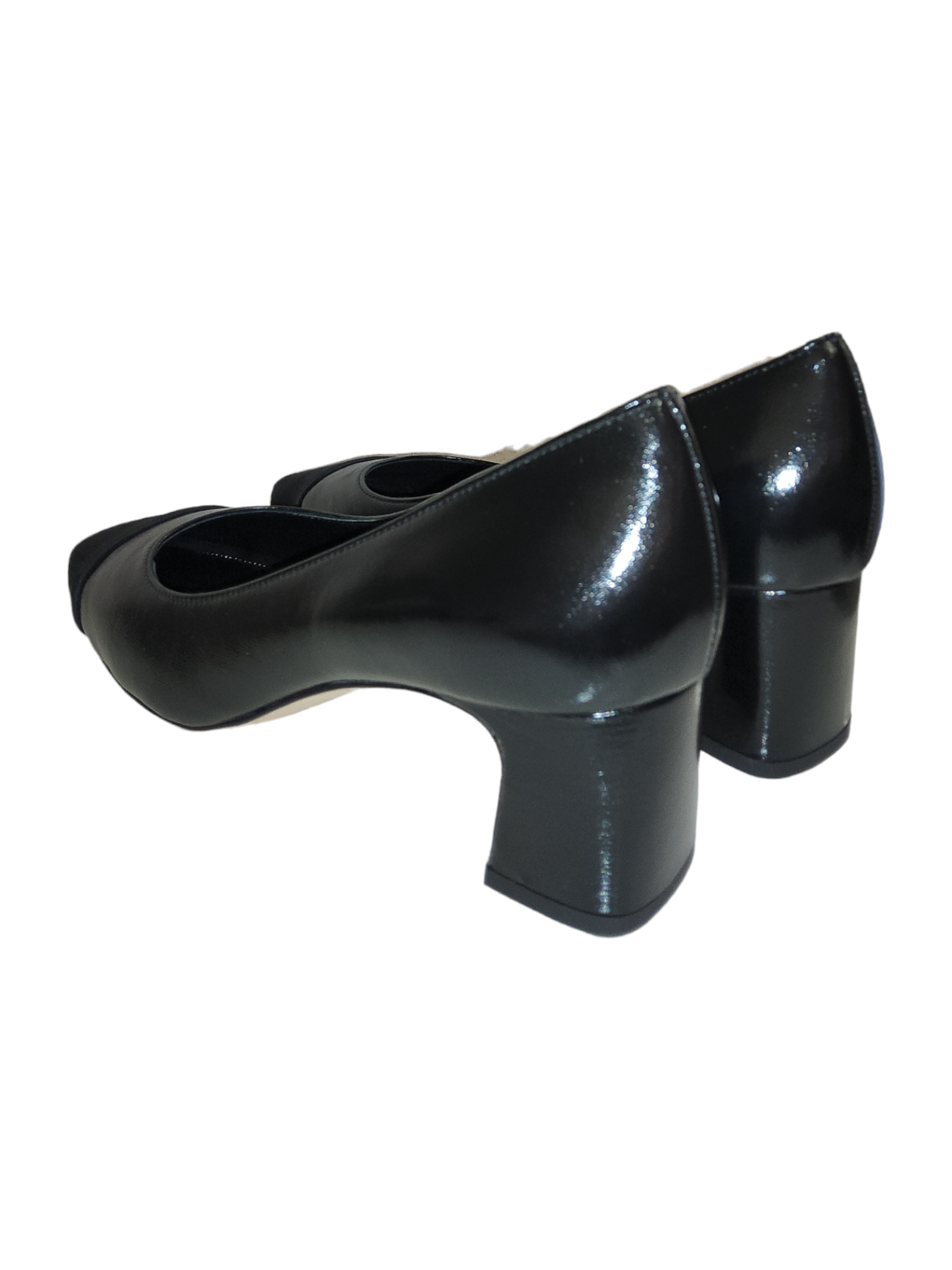 Black leather court shoe