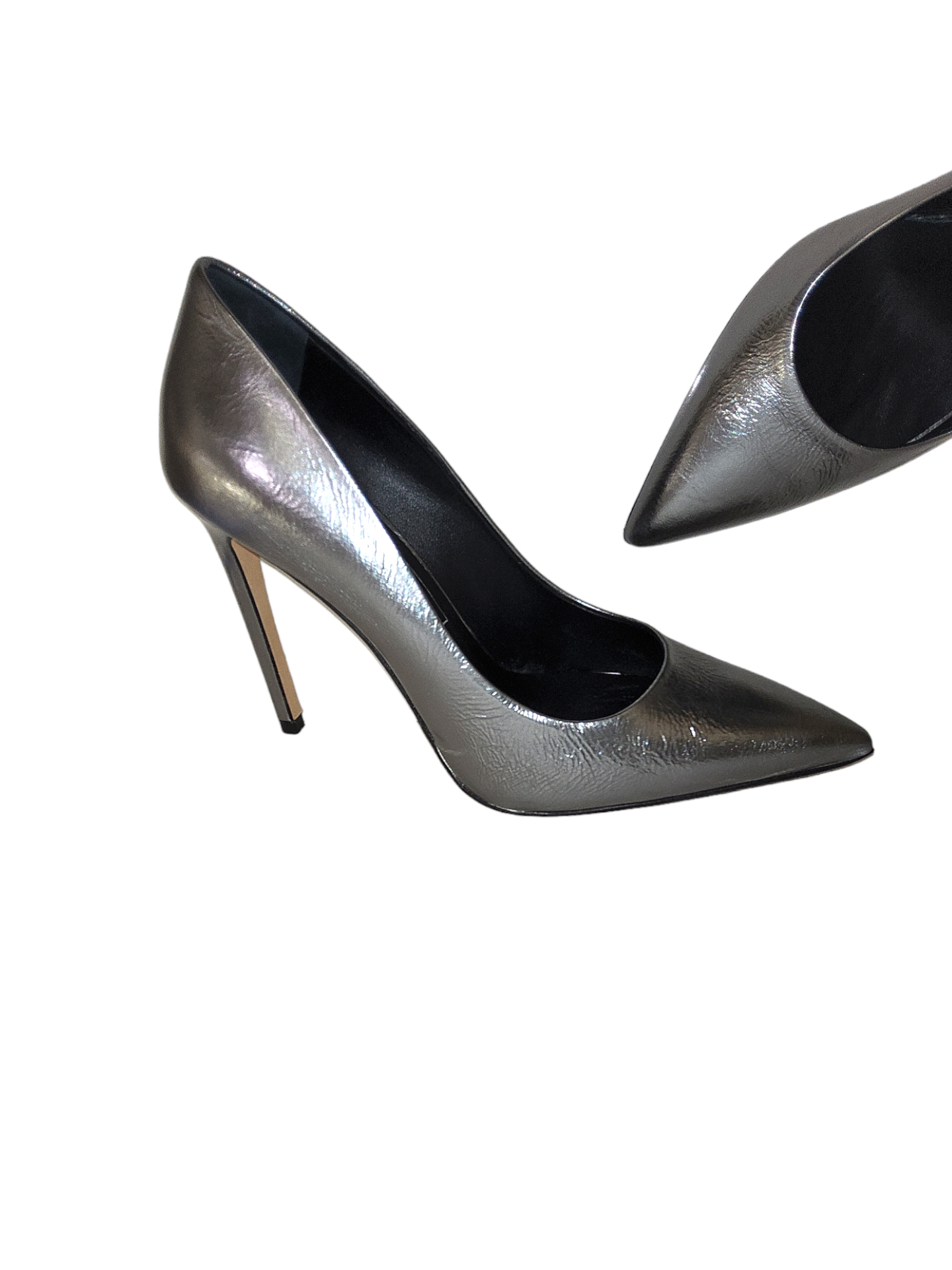 Gun metal leather stilleto
