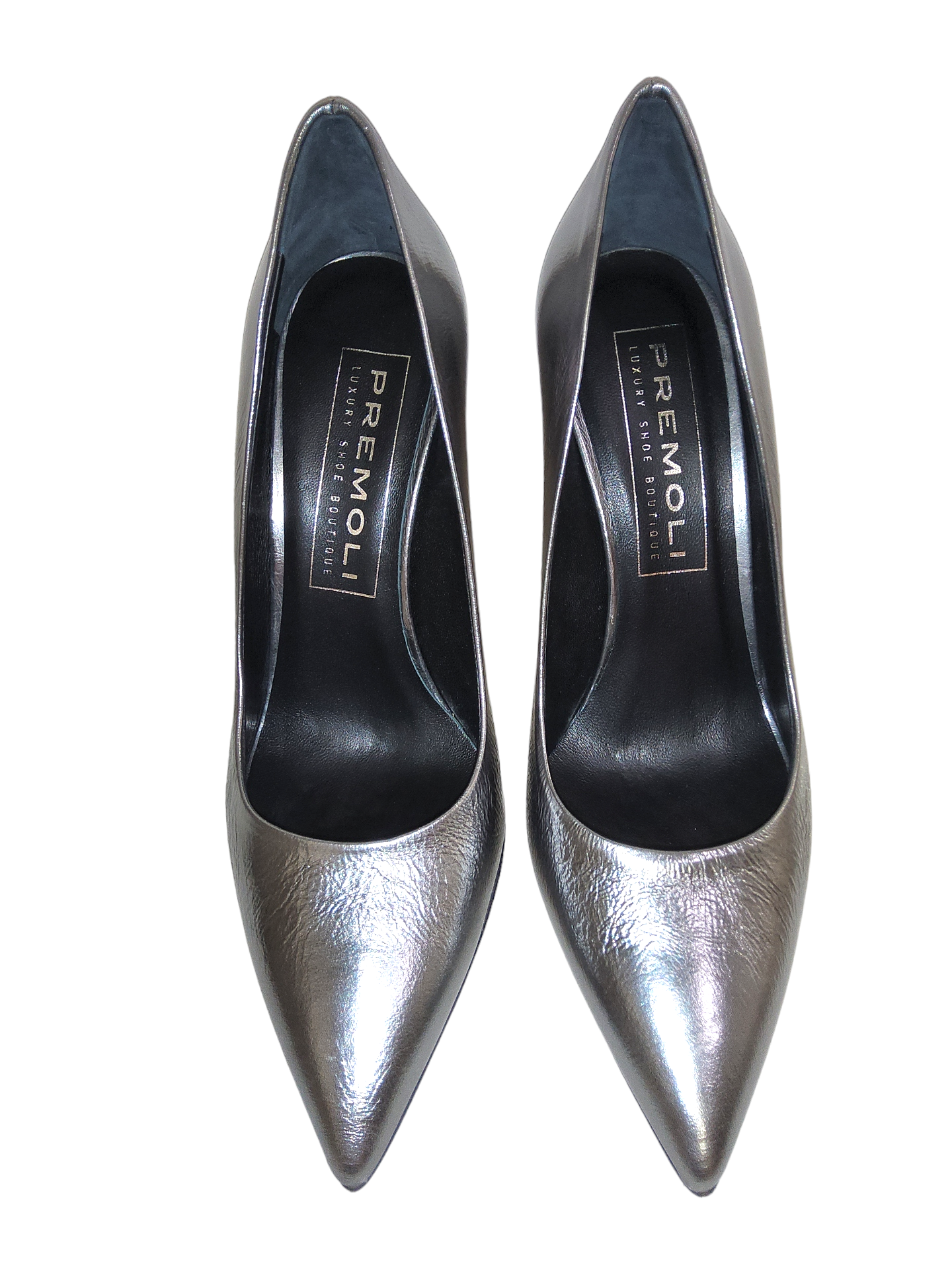 Gun metal leather stilleto