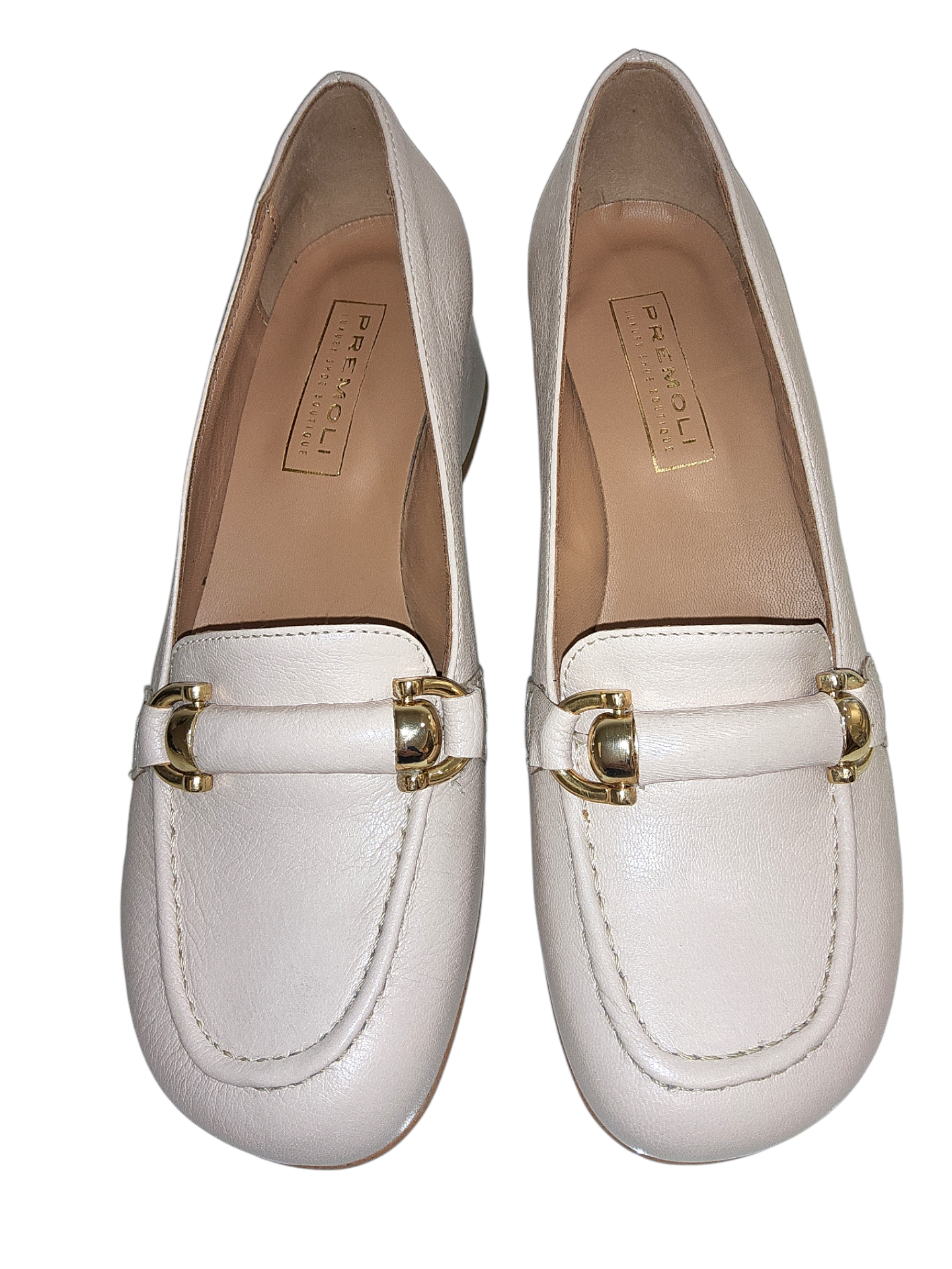 Beige leather loafers