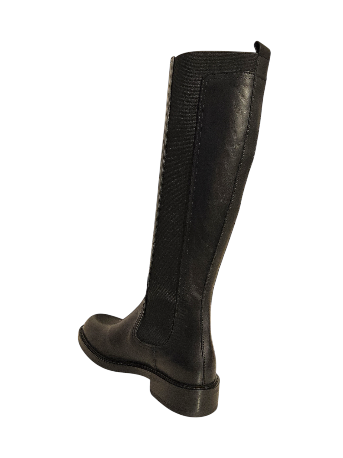 Black leather kne high boots