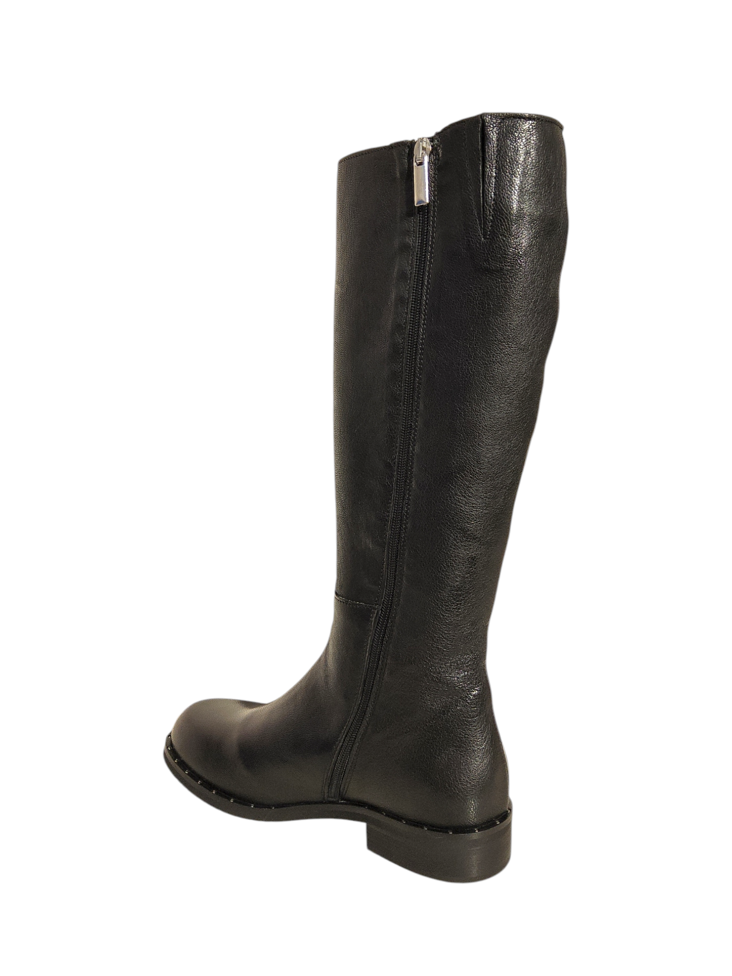 Black leather kne high boots