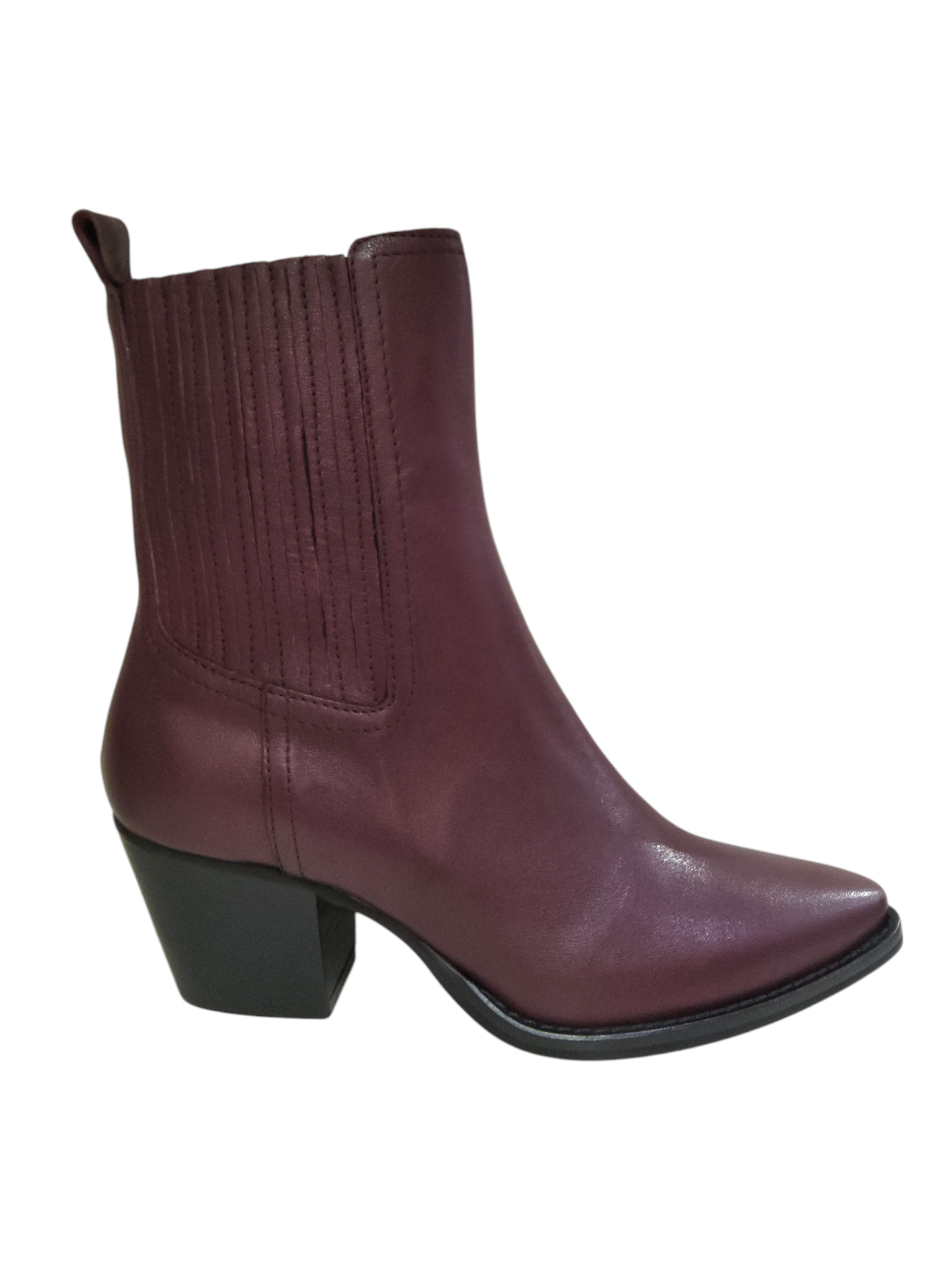 Wine leather ankle boot