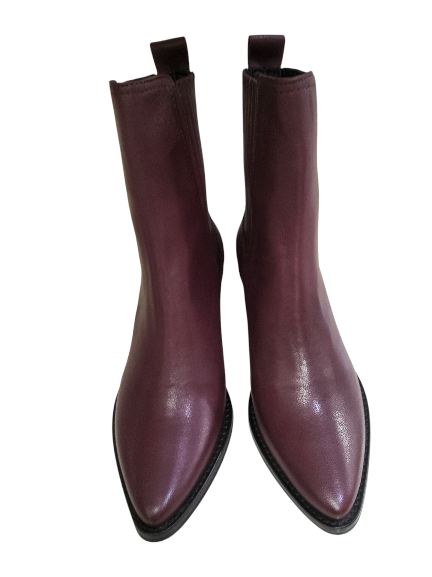 Wine leather ankle boot