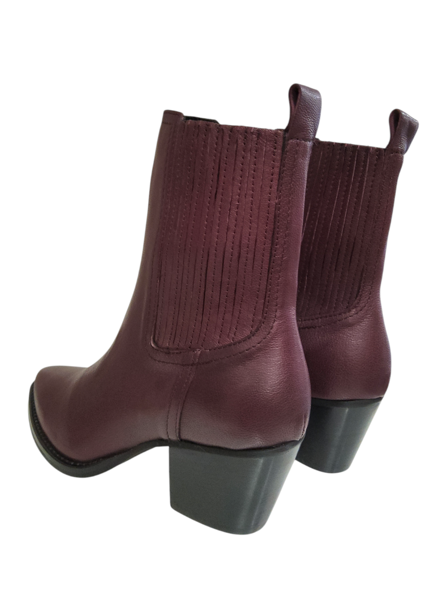 Wine leather ankle boot