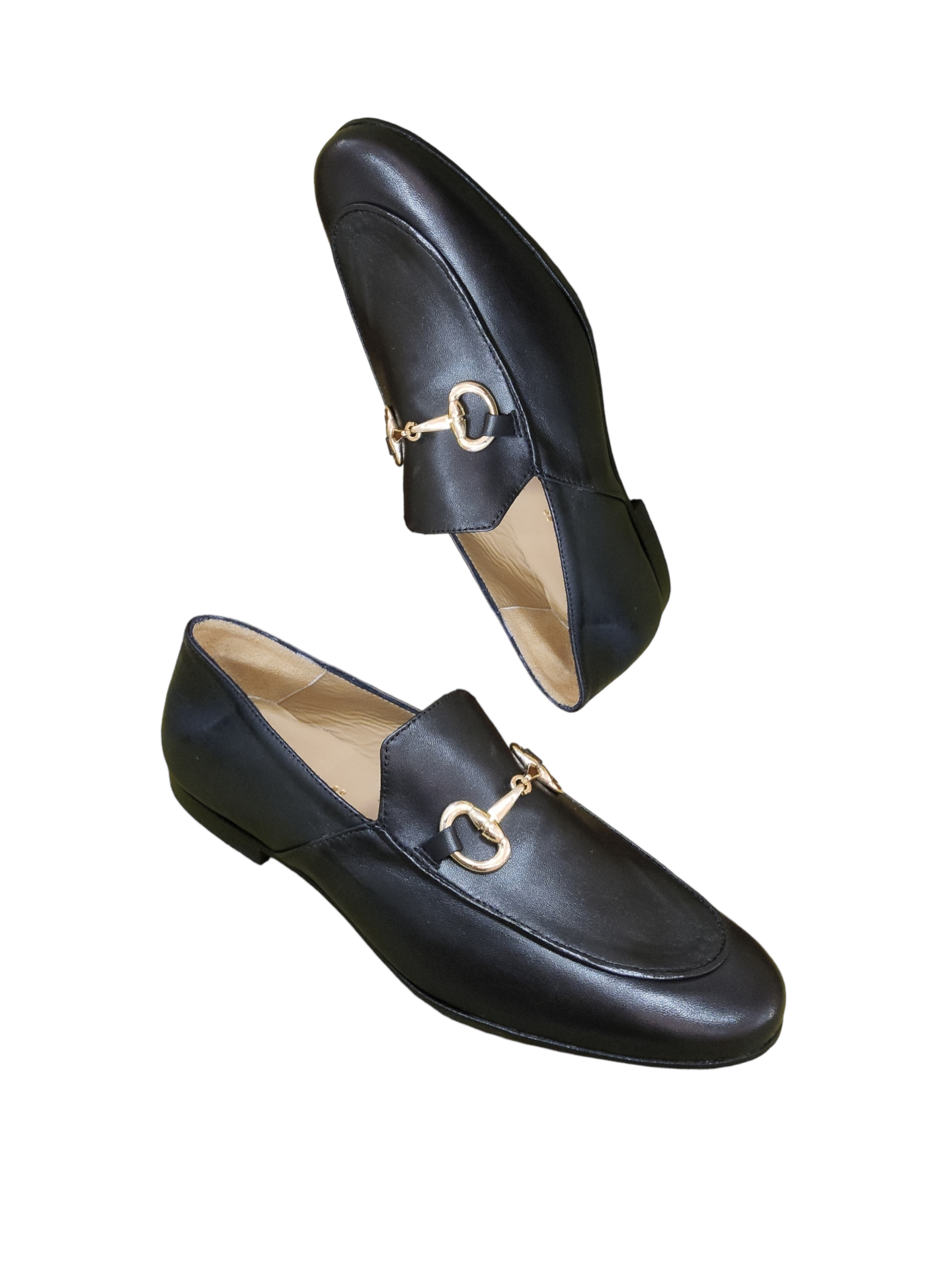 Black leather loafers