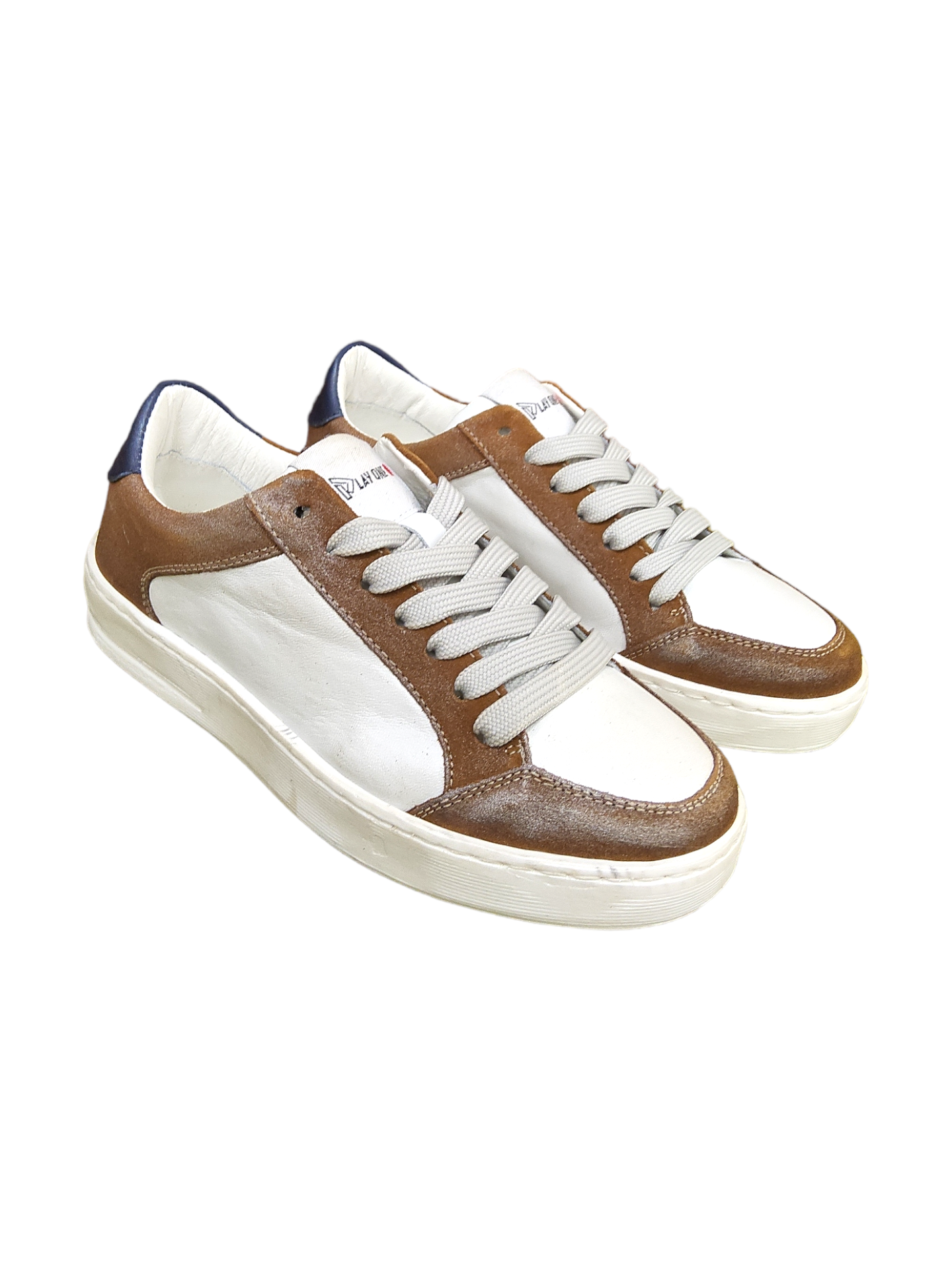 White/Tan leather sneakers