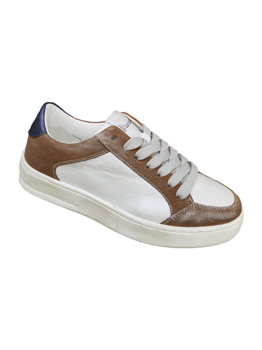 White/Tan leather sneakers