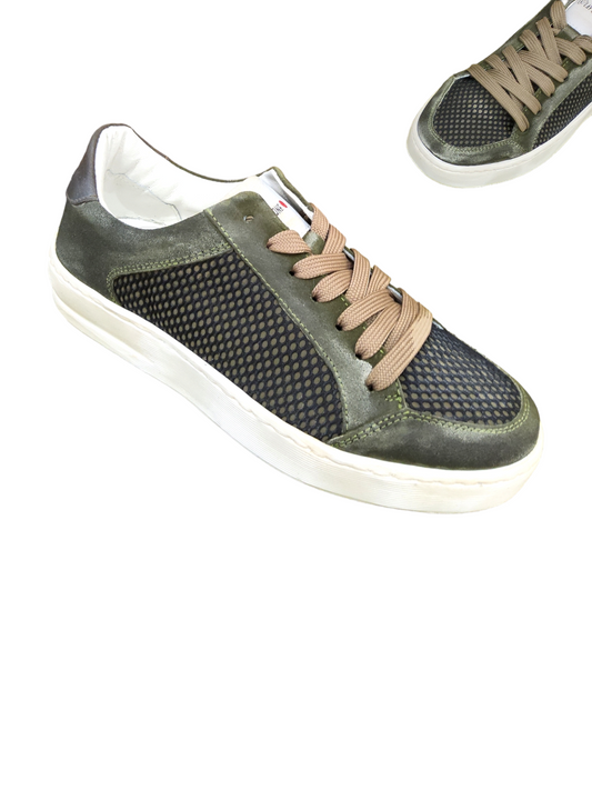 Green leather sneakers