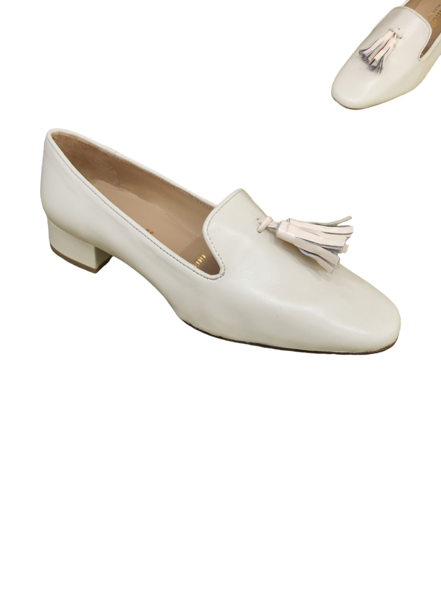 Cream leather loafers