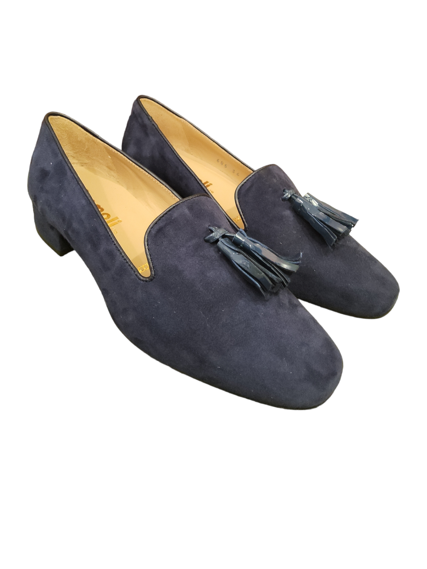 Navy leather loafers