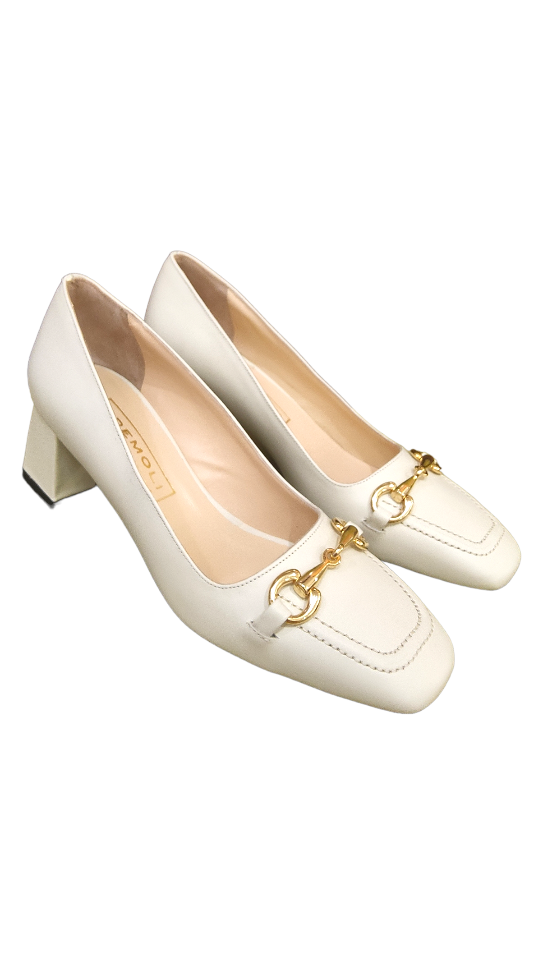 Cream leather court shoe