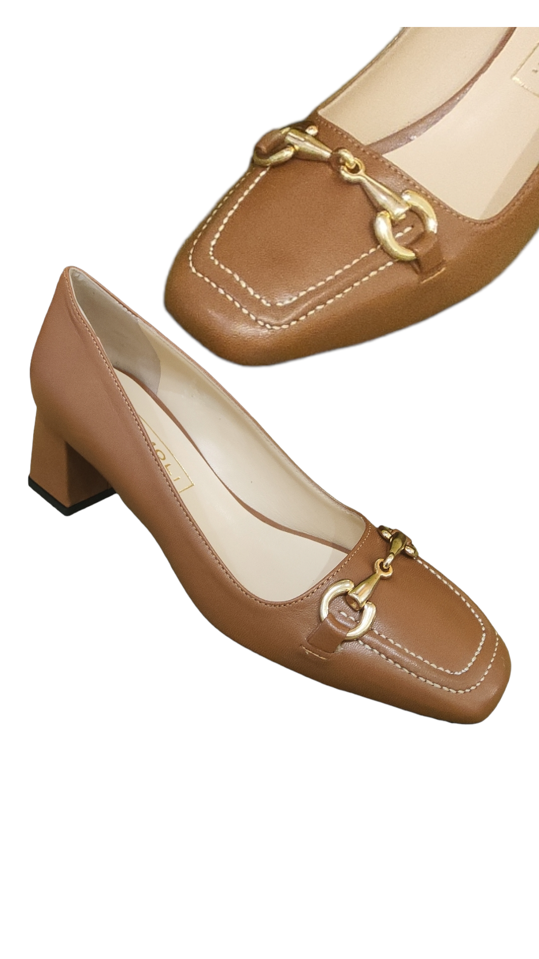Tan leather court shoe