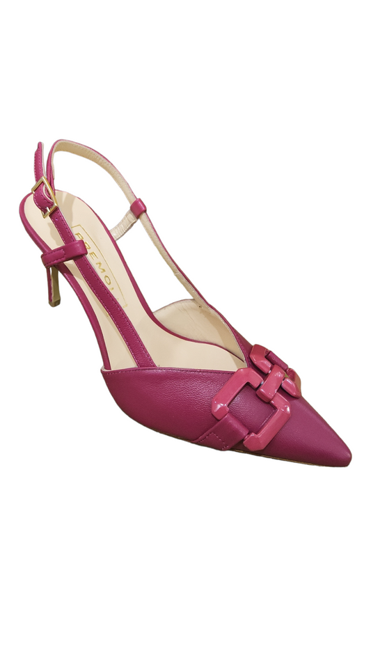 Pink leather slingback shoe