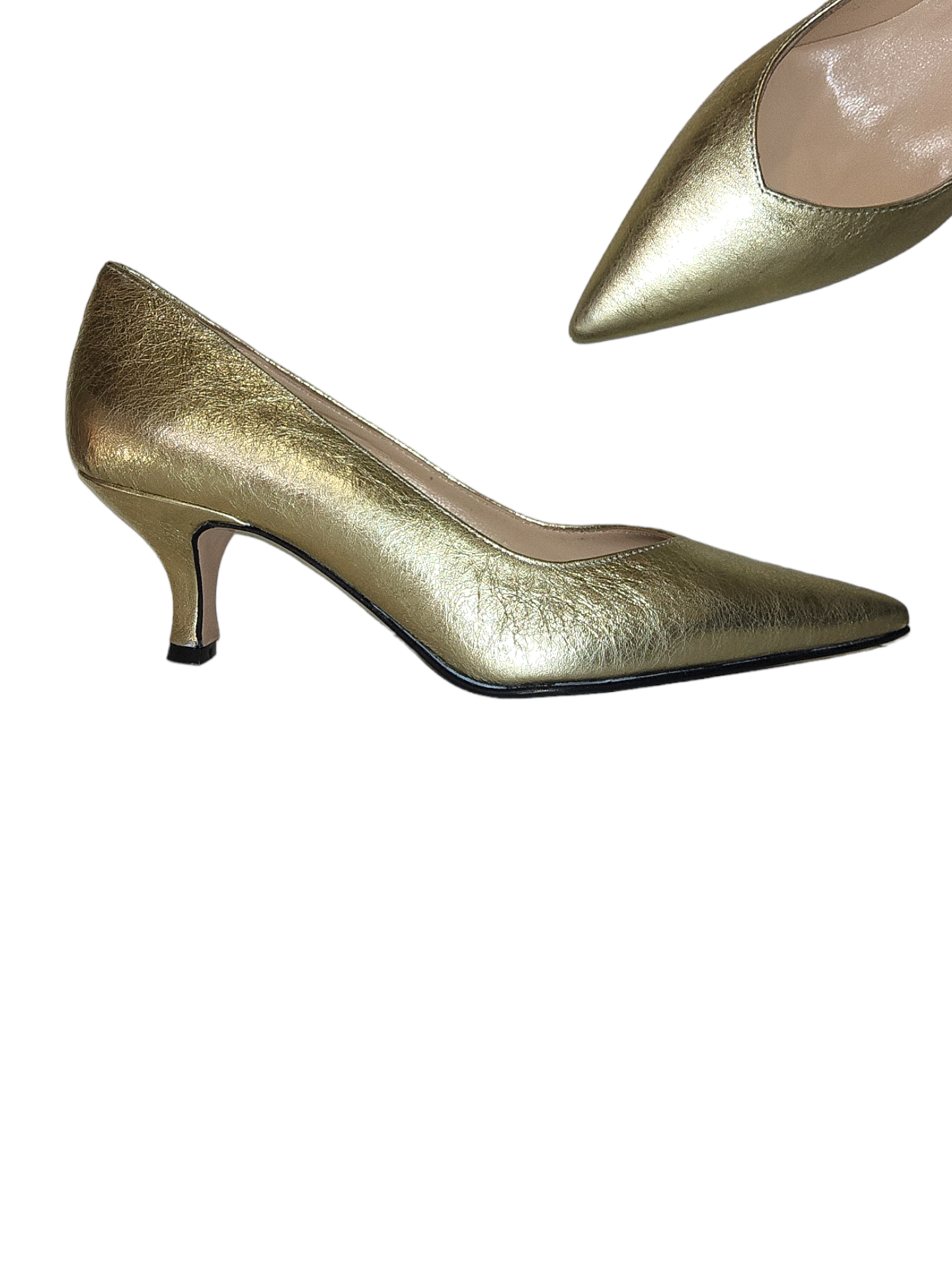 Gold leather court shoe