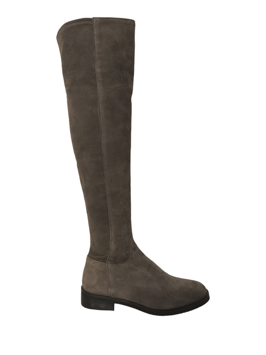 Taupe leather over the knee boot
