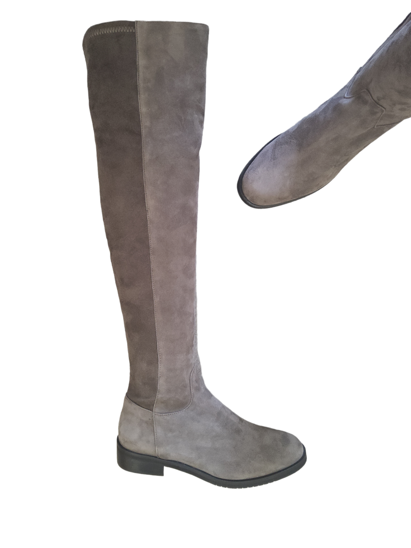 Taupe leather over the knee boot