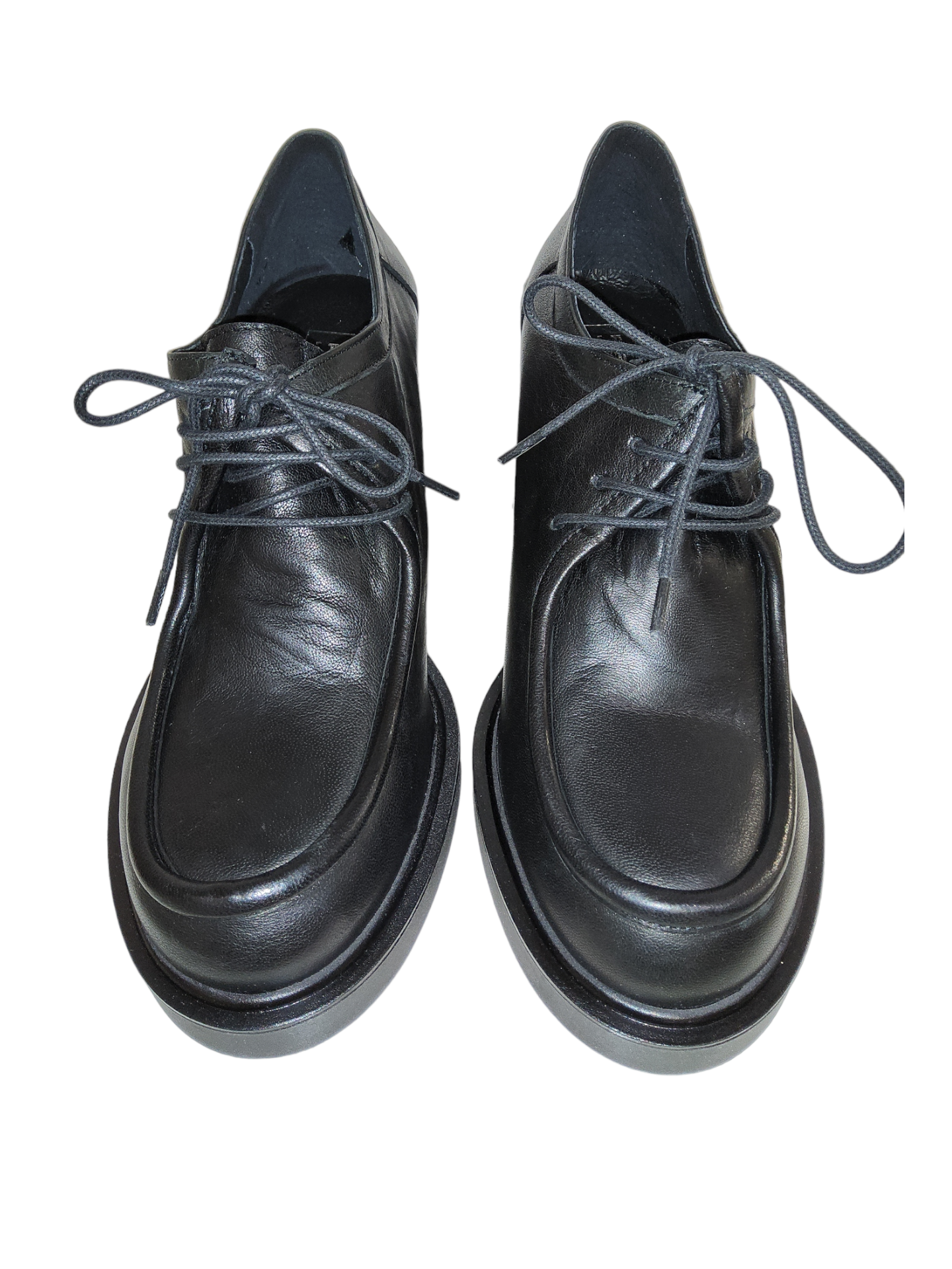 Black leather platform shoe