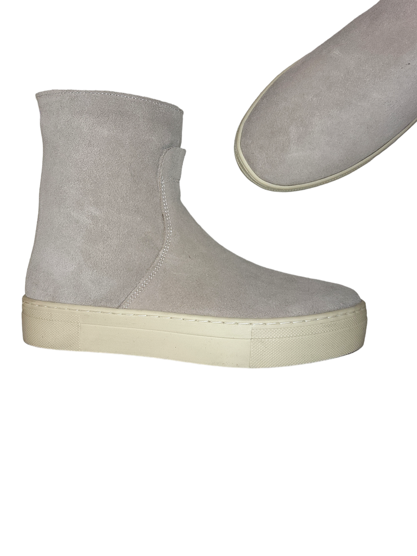 Grey suede leather boots