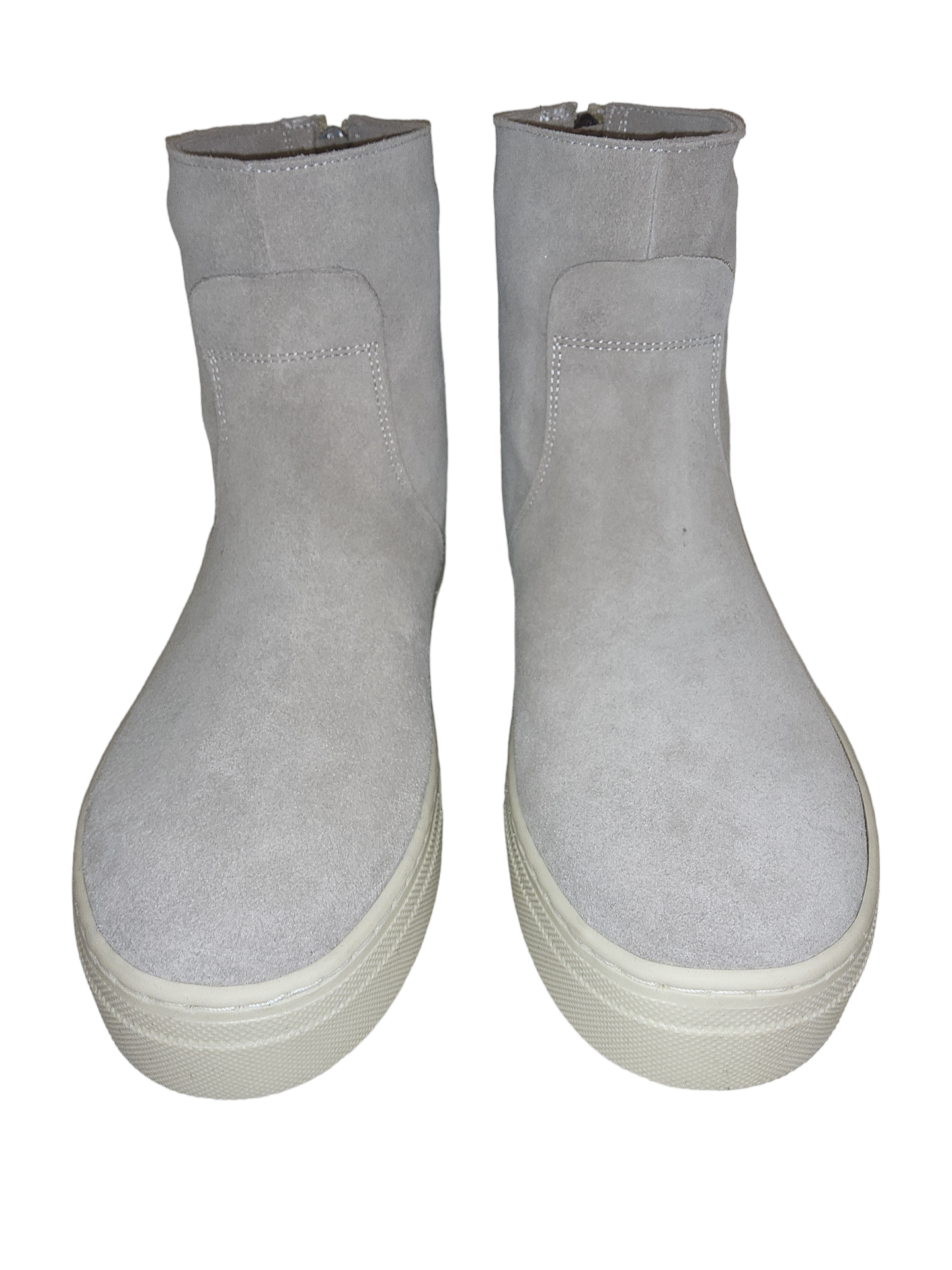 Grey suede leather boots