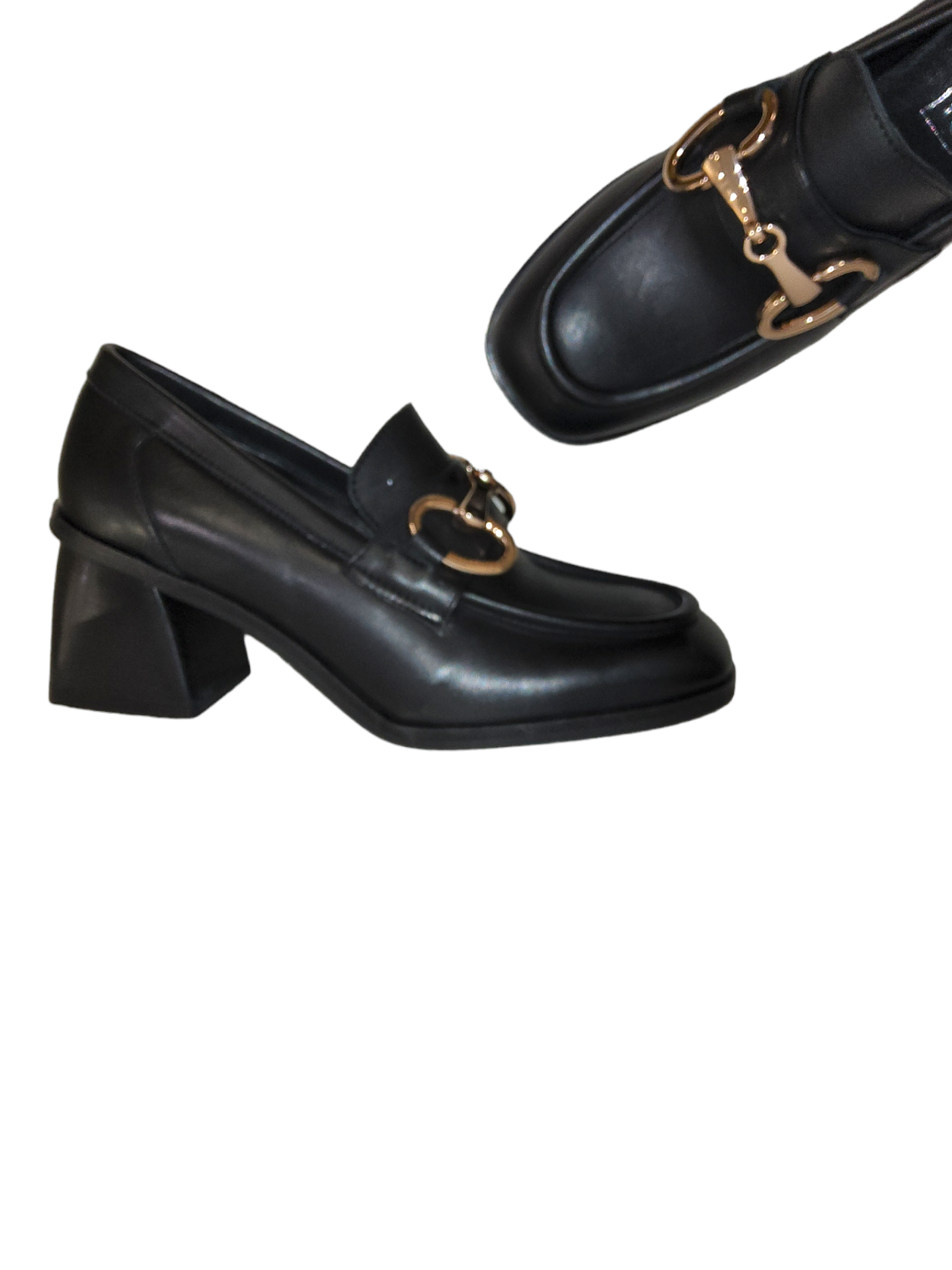Black heeled loafer