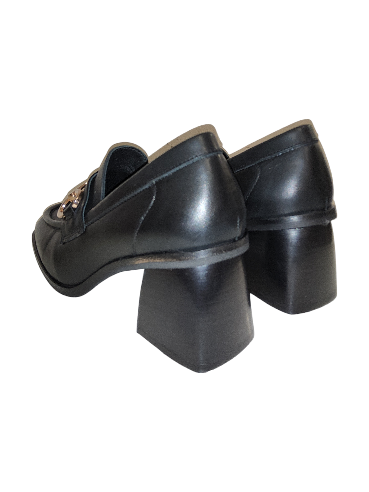 Black heeled loafer