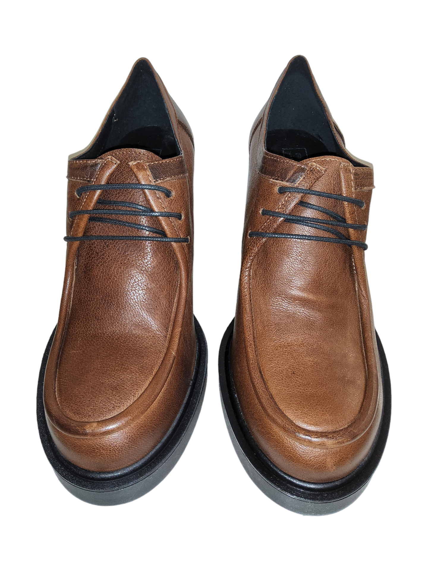 Tan leather platform shoe