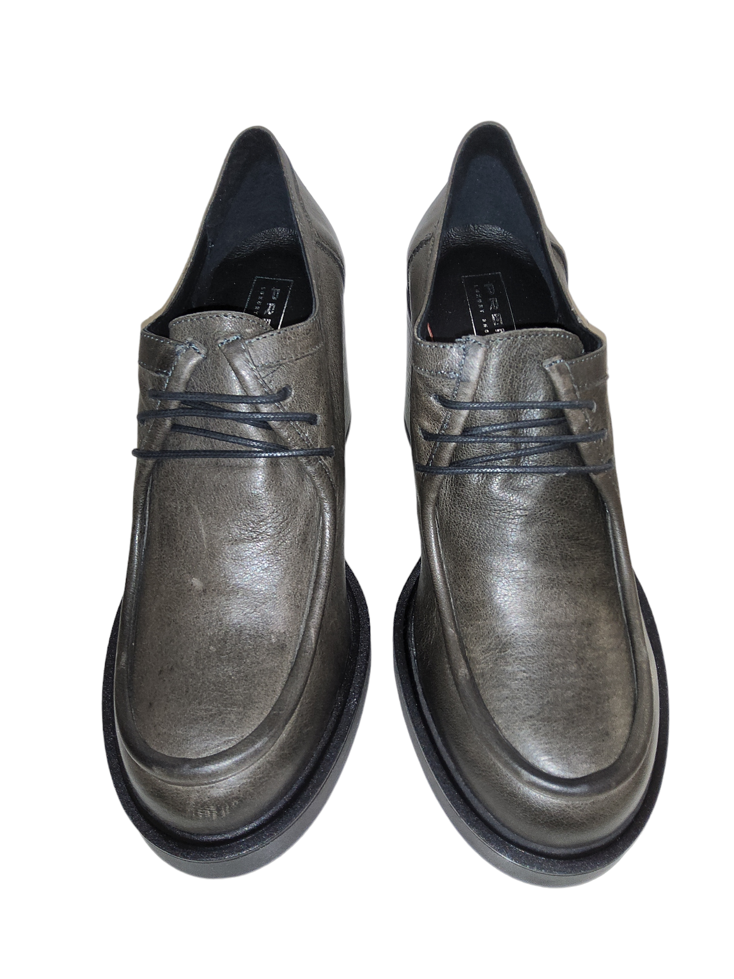 Grey leather platform shoe
