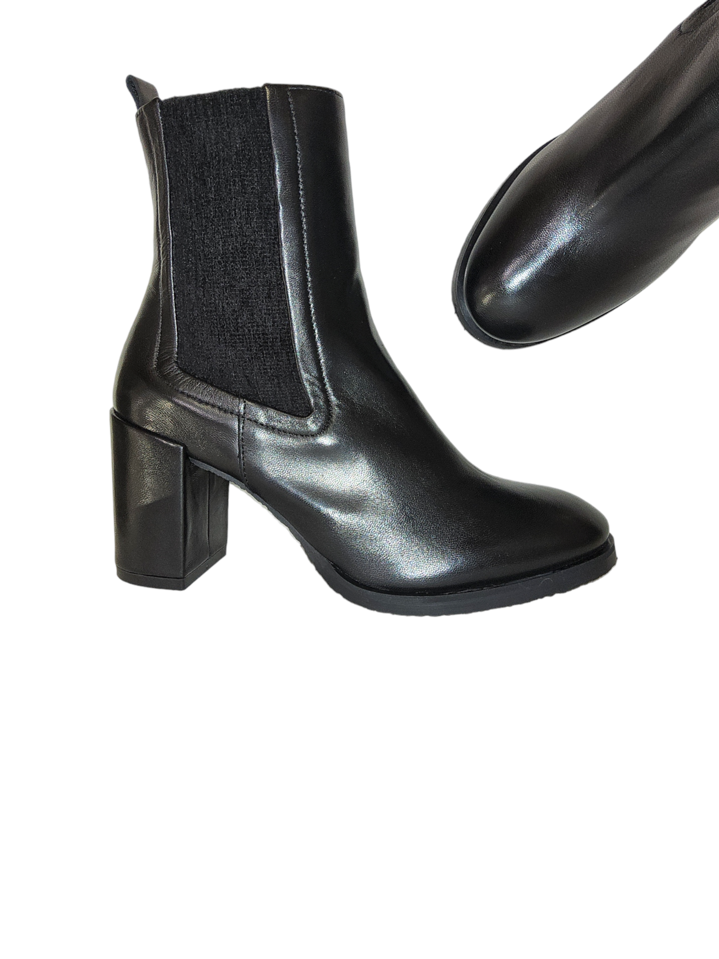 Black leather Chelsea boot
