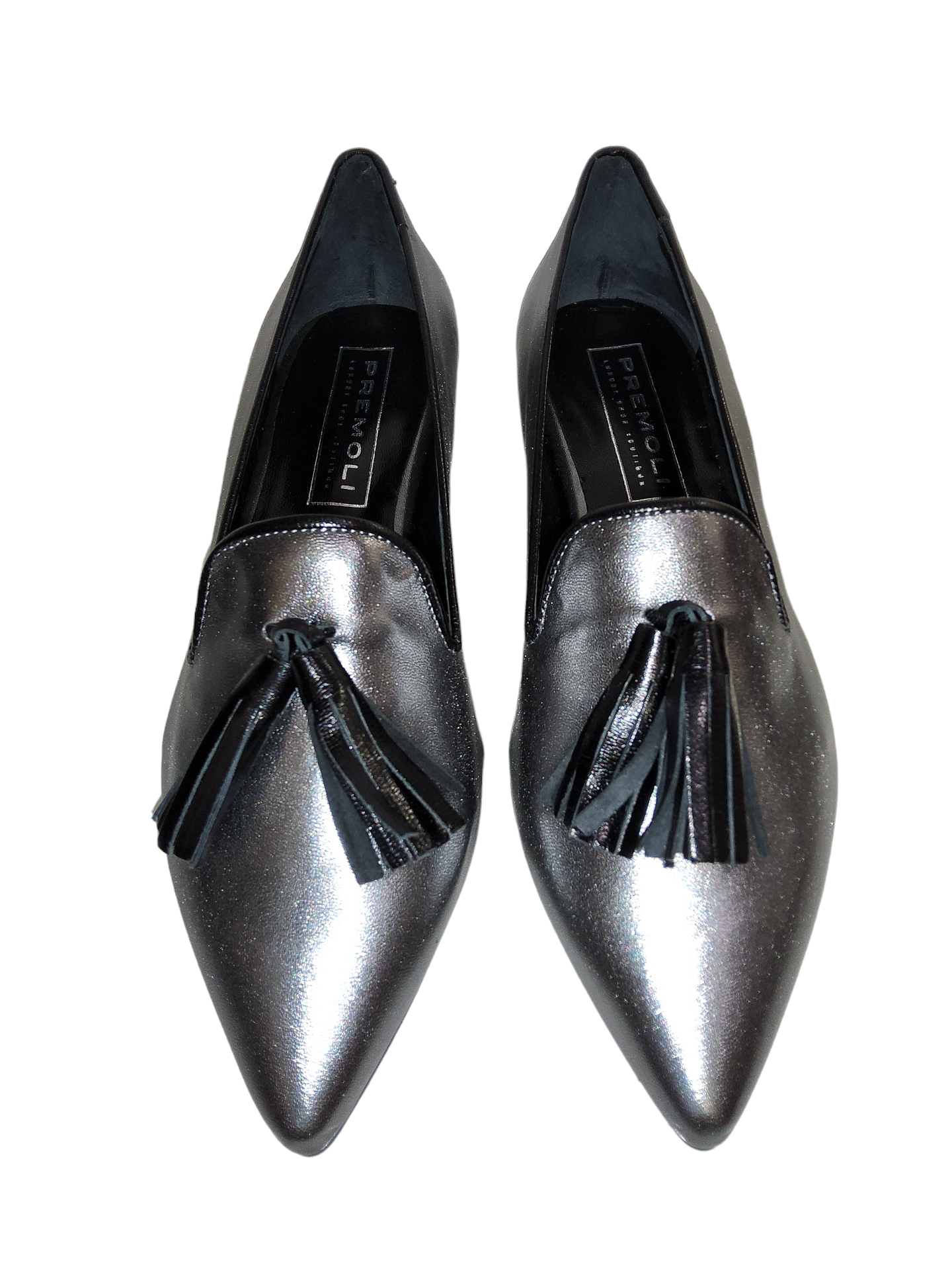 Metallic leather shoe