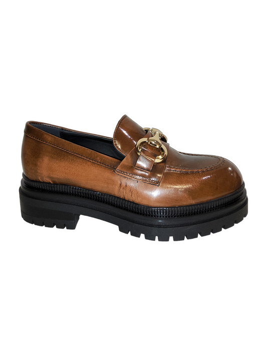 Tan leather chunky loafers