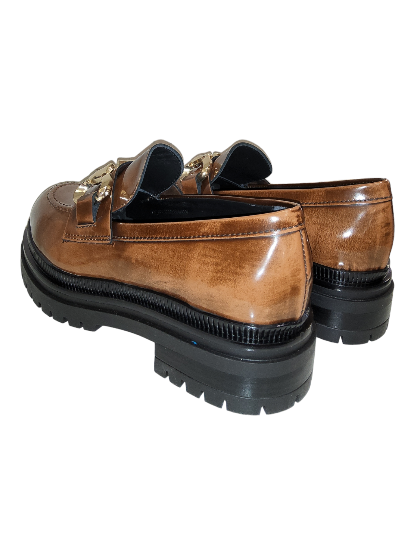 Tan leather chunky loafers