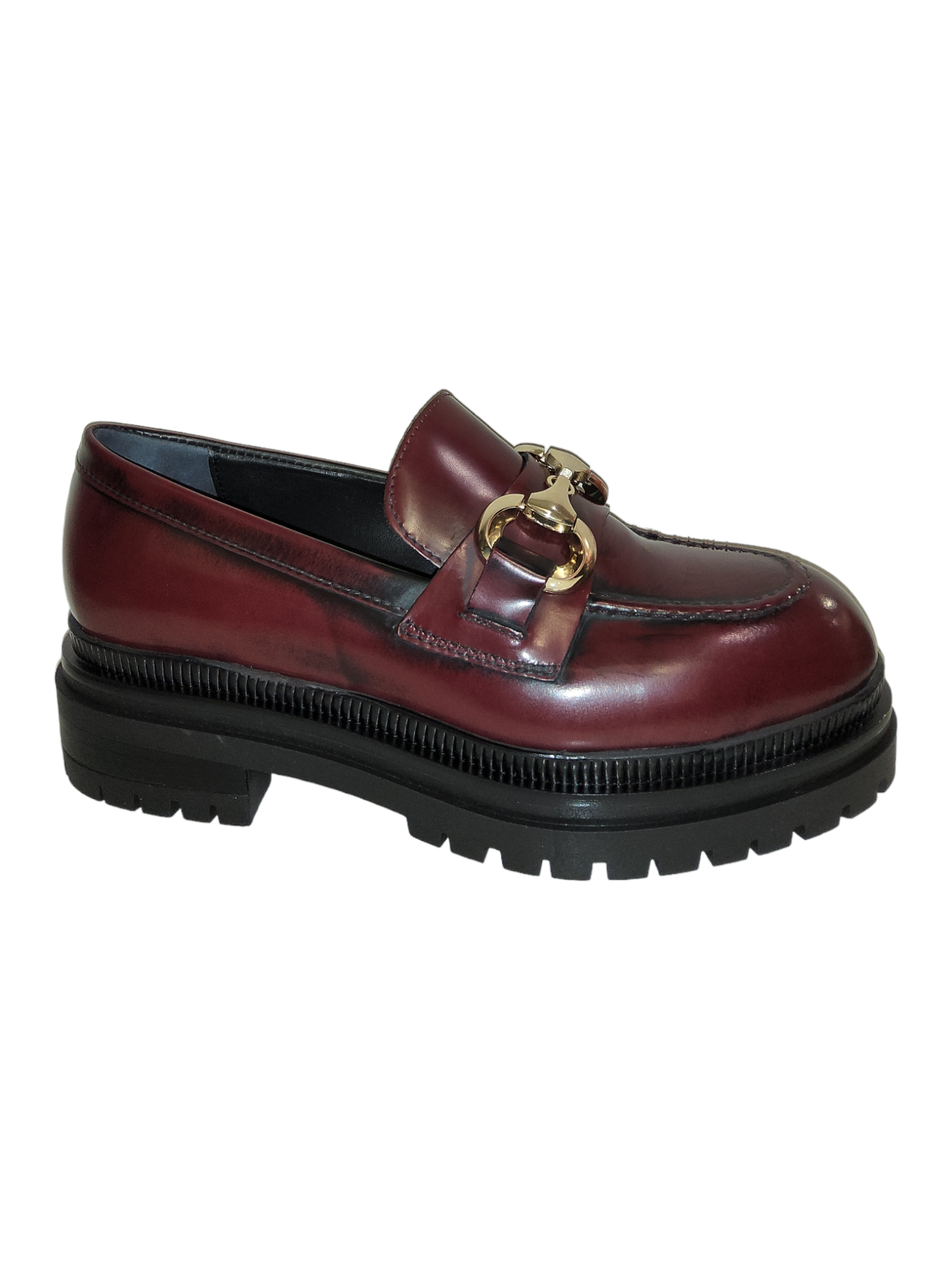 Wine patent chunky loafers