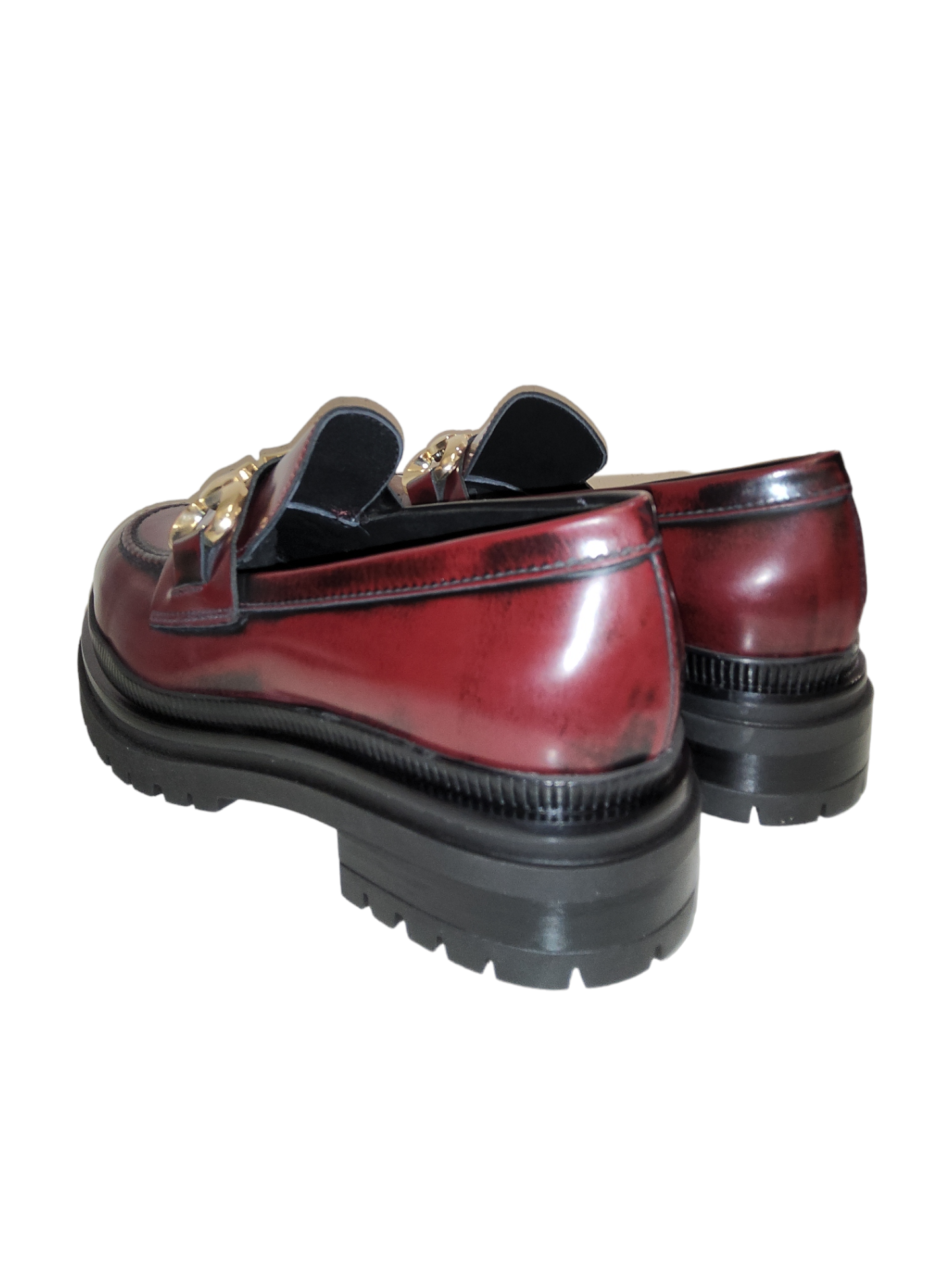 Wine patent chunky loafers
