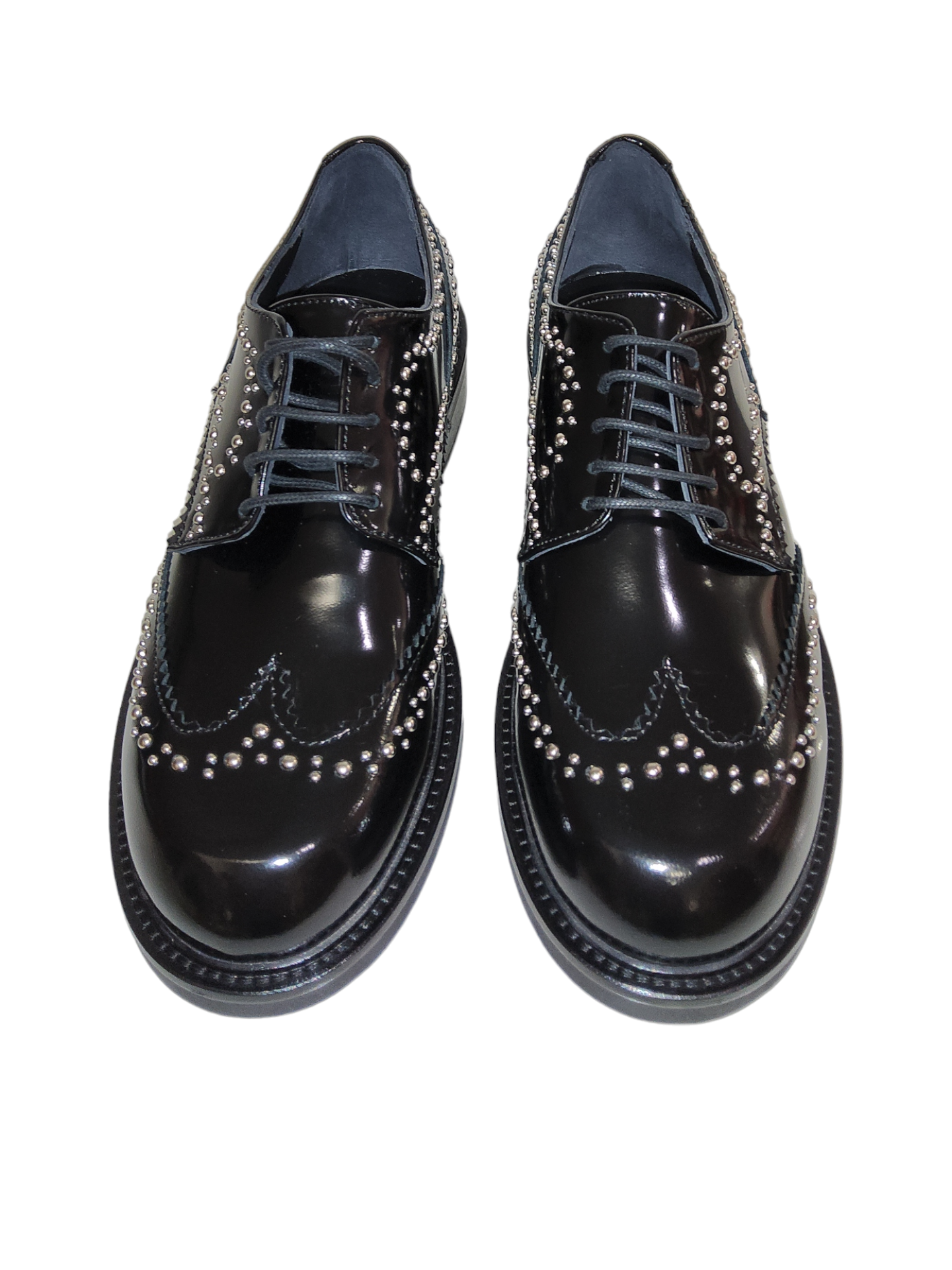 Black leather brogues