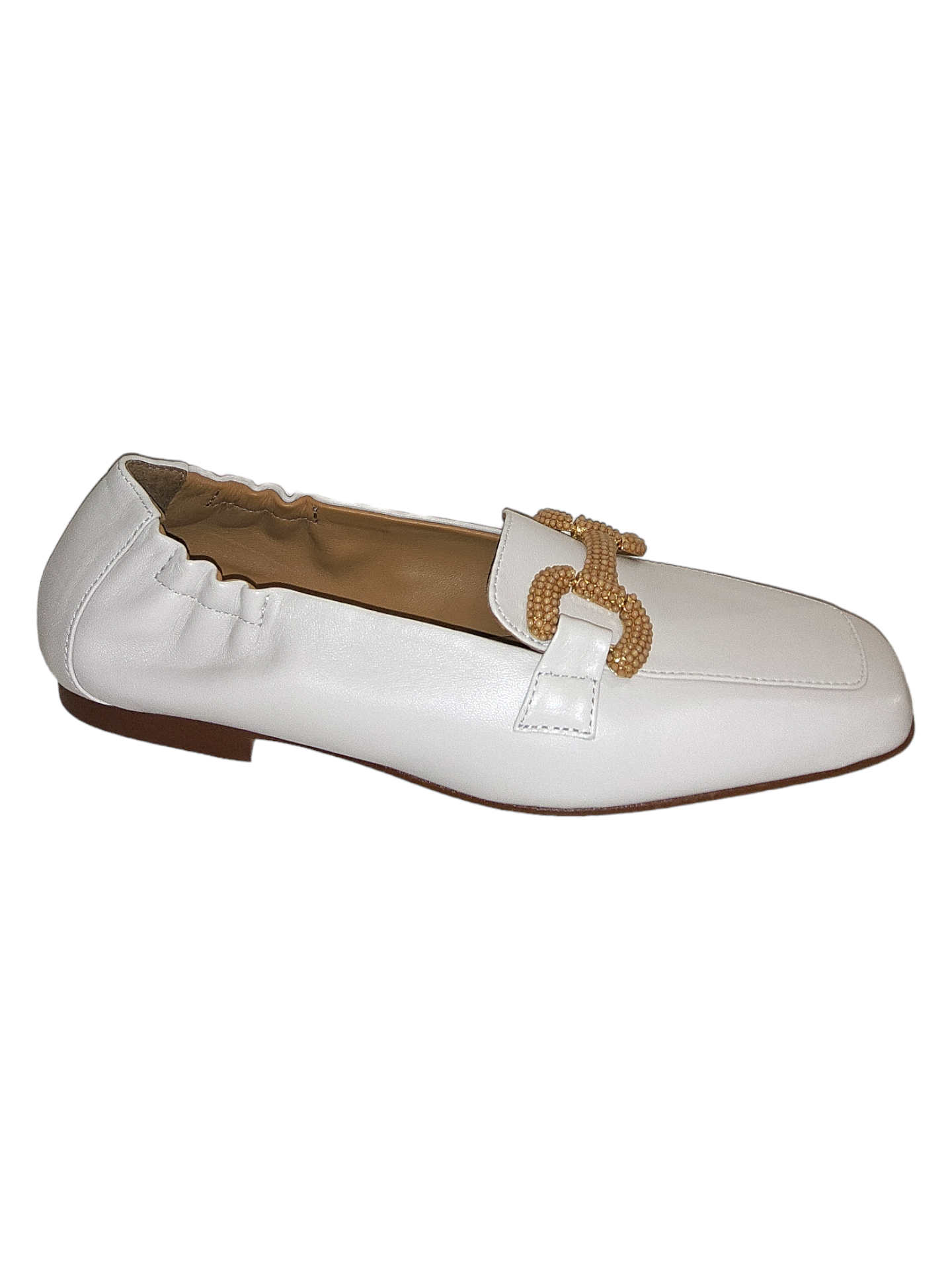 Cream leather loafers