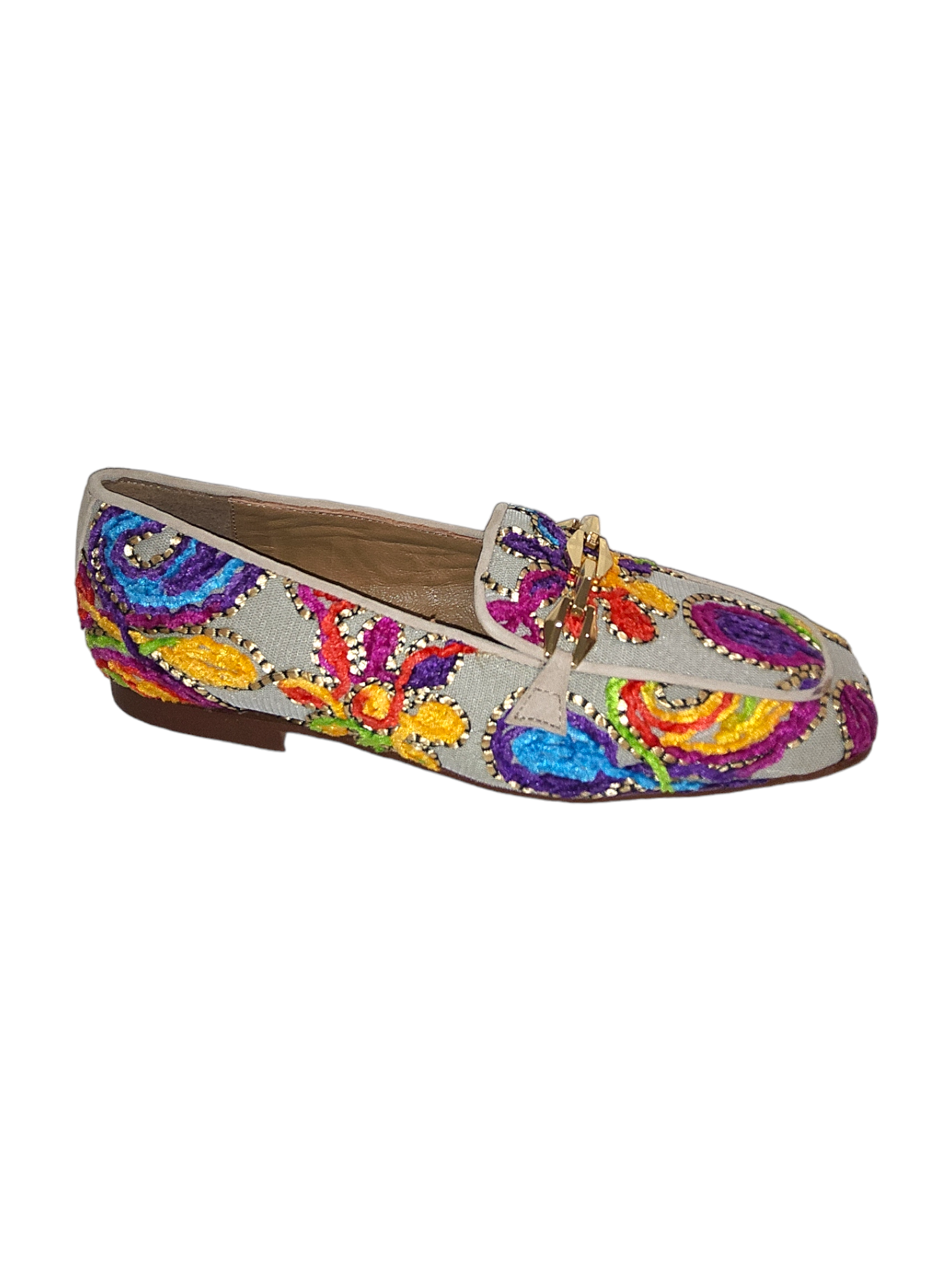 Multicoloured leather loafers