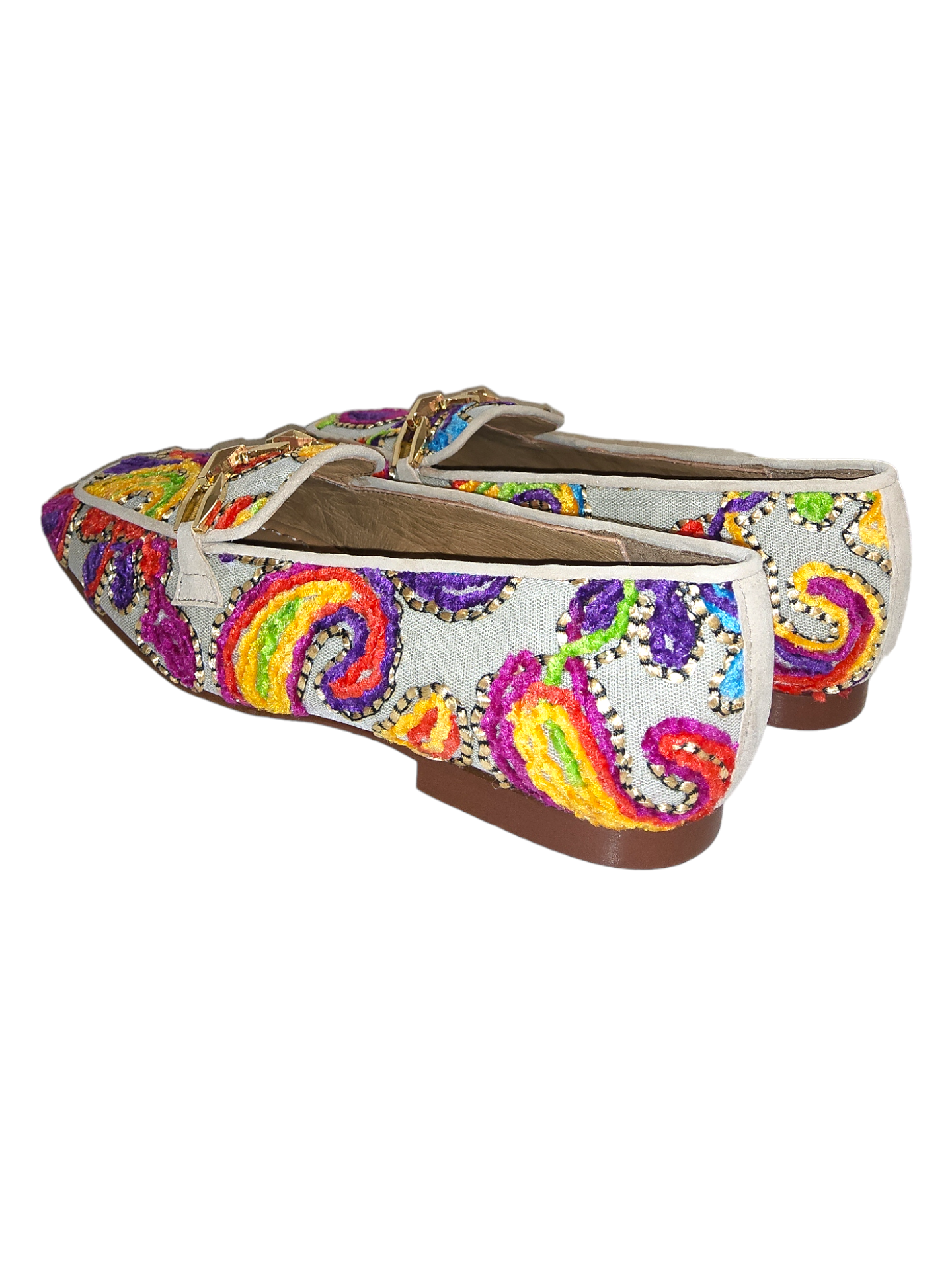 Multicoloured leather loafers