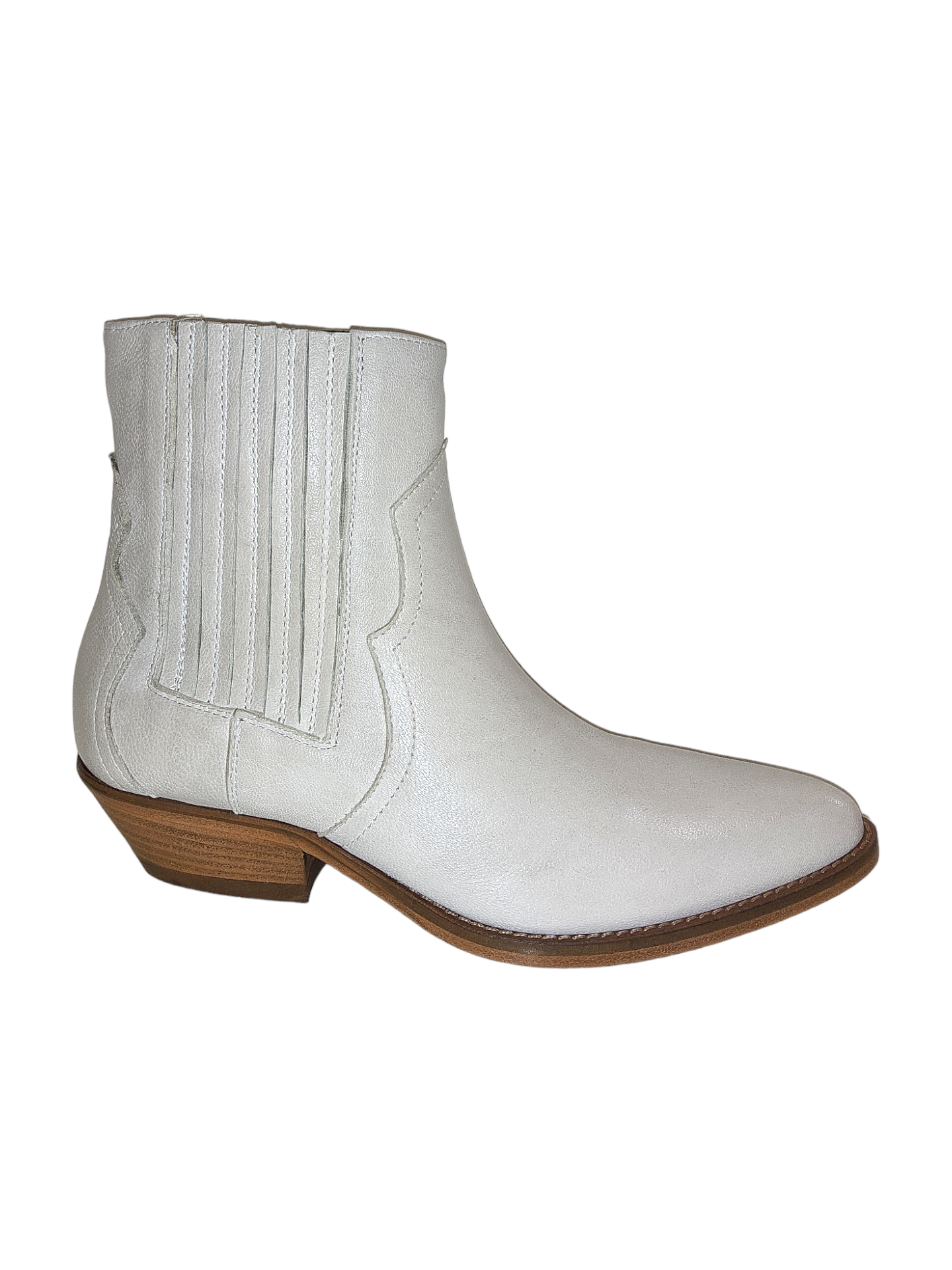 Cream leather ankle boots